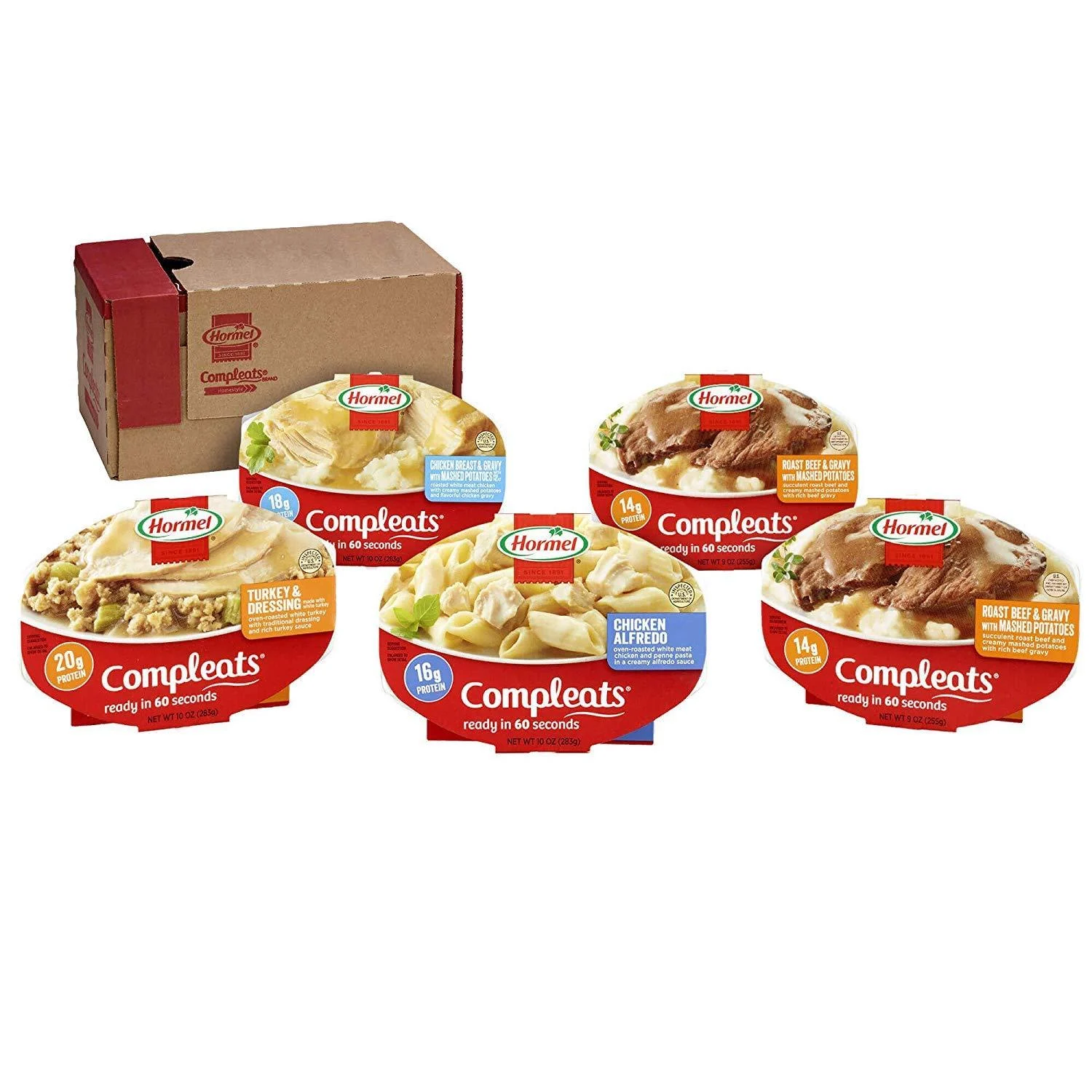HORMEL COMPLEATS Protein Variety Pack Microwave Trays (Pack of 5) 5 Piece Set