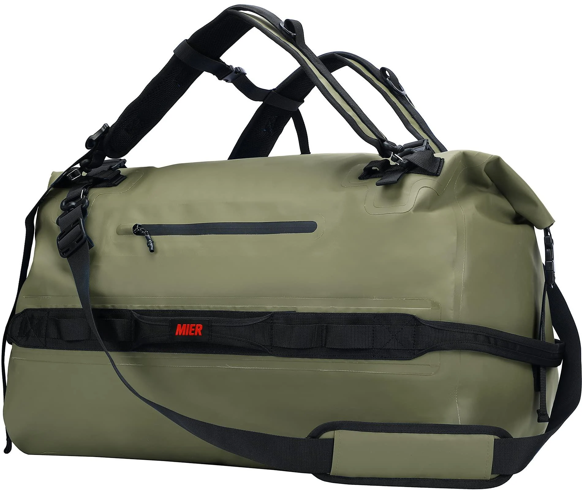 MIER Large Waterproof Duffel Bag Rolltop Dry Backpack Duffle Bags for Kayaking Rafting Boating Swimming Camping Travel Gym Beach 60L/80L Dark Green 60L
