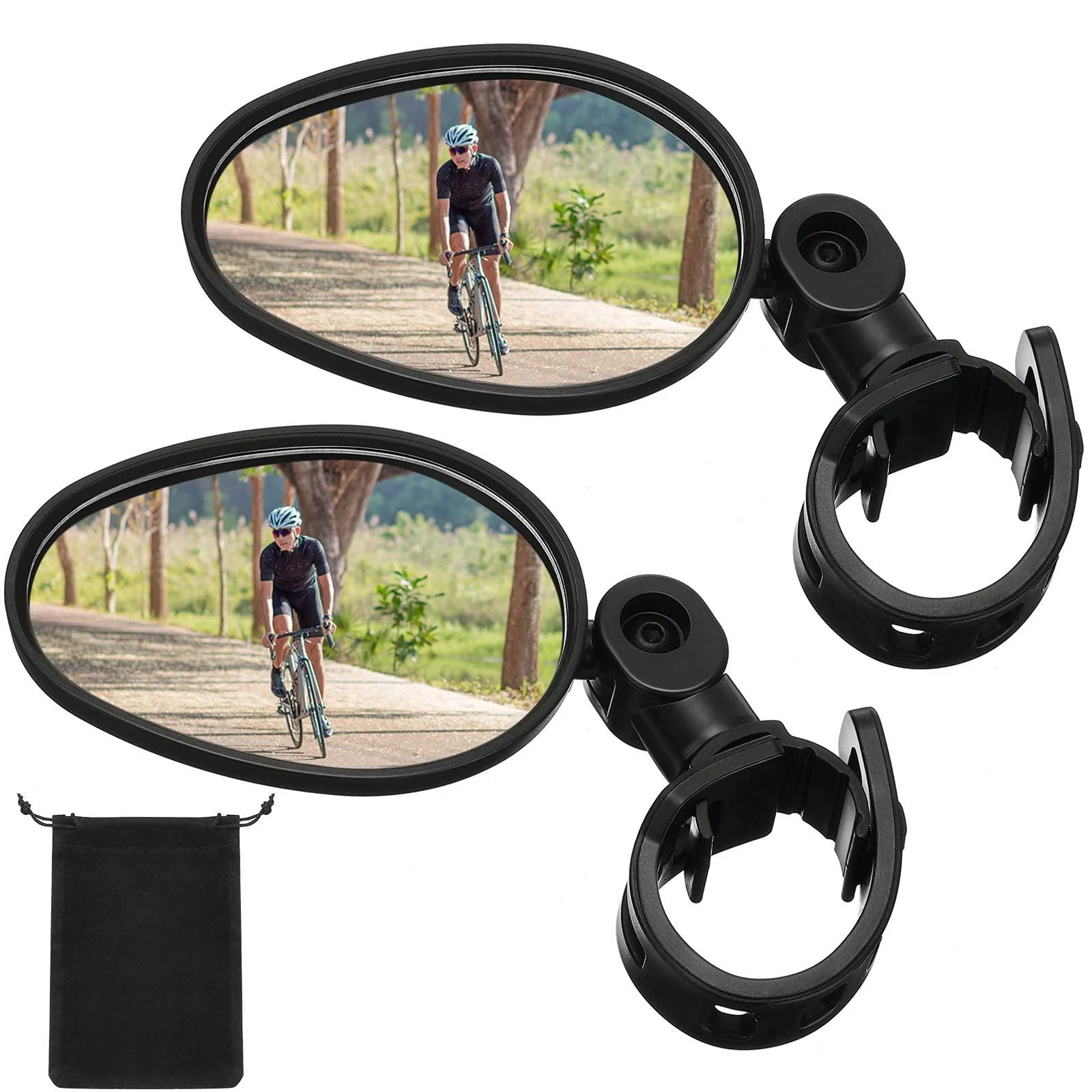 2 Pieces Bike Mirror 360 Degree Adjustable Rotatable Handlebar Mirror Wide Angle Bicycle Mirror Cycling Rear View Mirror Shockproof Acrylic Convex Mirror Safe Rearview Mirror for Mountain Road Bike - HESTYA