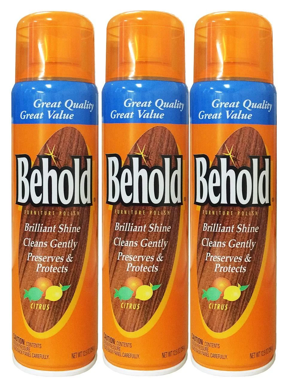 Behold Furniture Polish, Citrus, 12.5 Oz (Pack of 3) Citrus 12.5 Fl Oz (Pack of 3)