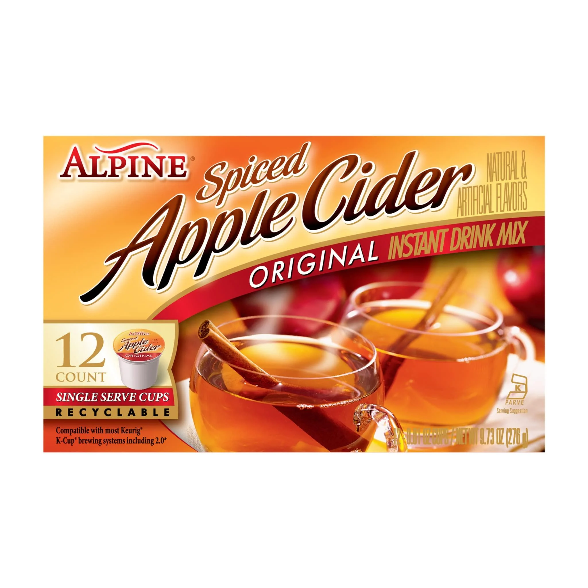 Alpine Original Spiced Apple Cider Instant Drink Mix, Single Serve K-Cups, 12 CT (Pack of 2) 12 Count (Pack of 2)