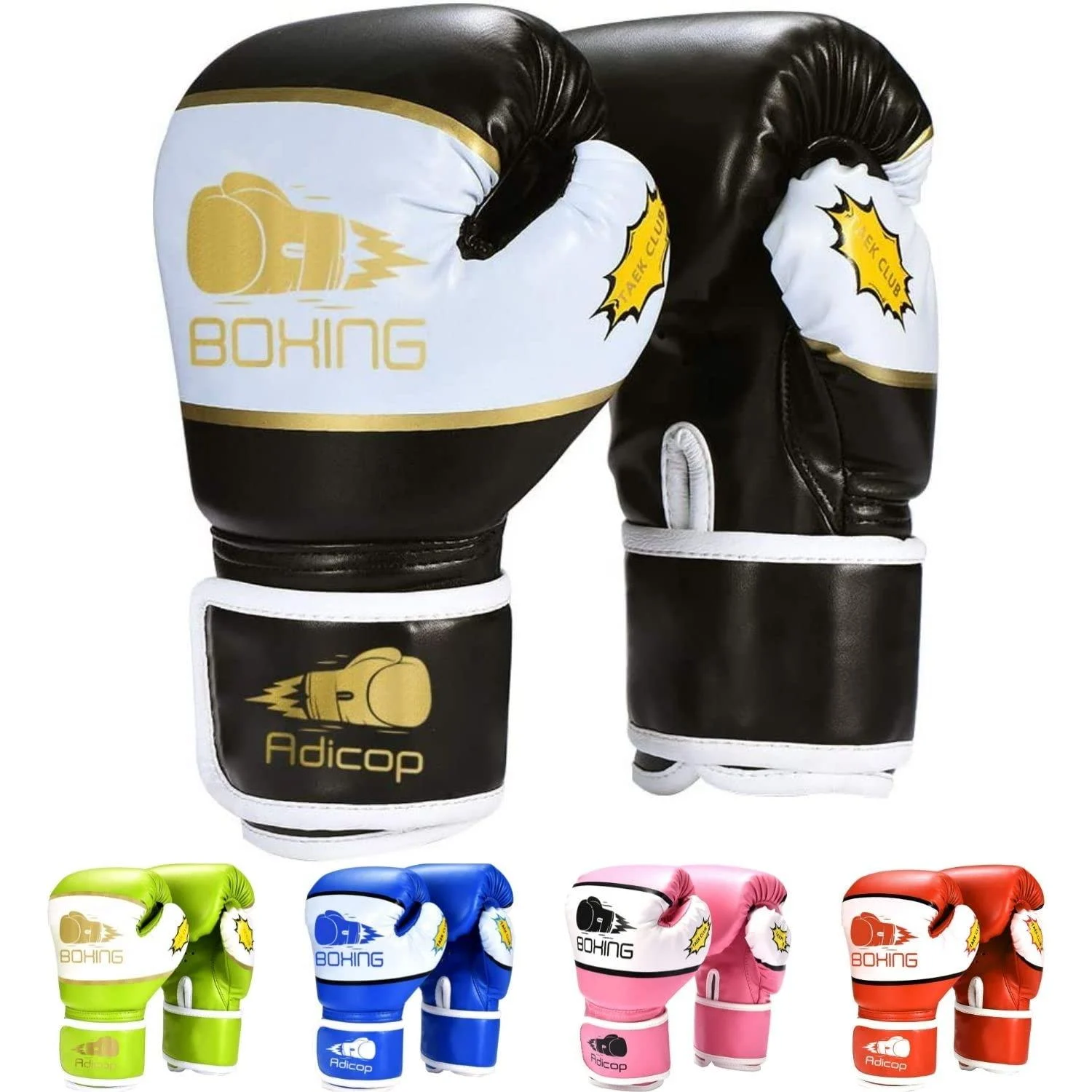 Adicop Kids Boxing Gloves for 4-12 Years Old Youth Boys Girls Boxing Training Gloves Sparring Boxing Gloves for Punching Bag Kickboxing Muay Thai MMA Black