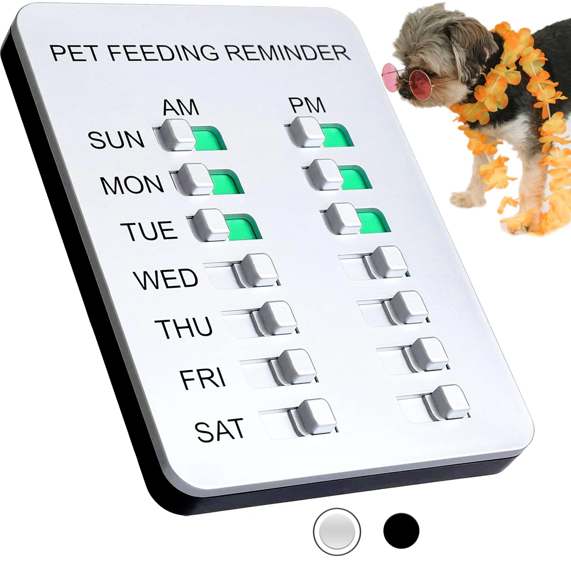 Allinko Dog Feeding Reminder Magnetic Reminder Sticker, AM/PM Daily Indication Chart Feed Your Puppy Dog Cat, Easy to Stick on Any Magnet or Plastic Surface - Prevent Overfeeding or Obesity 1-Silver