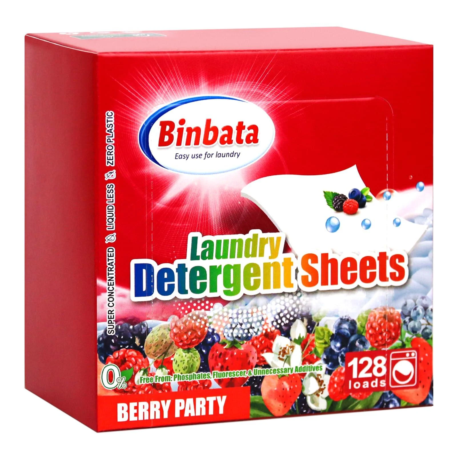 Laundry Detergent Sheets Up To 128 Loads Berry Scent Hypoallergenic Eco-Friendly Laundry Sheets Biodegradable Plastic Free Liquidless Laundry Sheets Detergent Suitable for Sensitive Skin