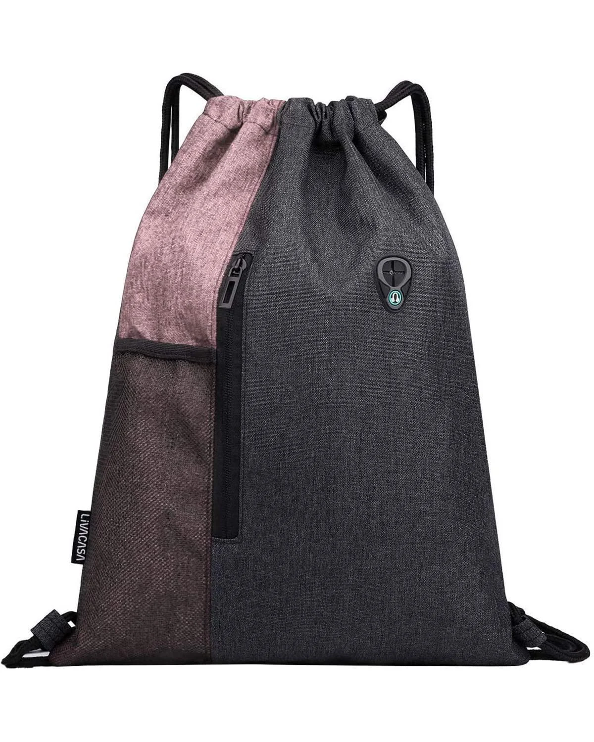 Livacasa gym bag with zippers interior pocket sports bag hipster gym bag lined backpack with adjustable tunnel pull gymnasium gymnast for women men unit size pink