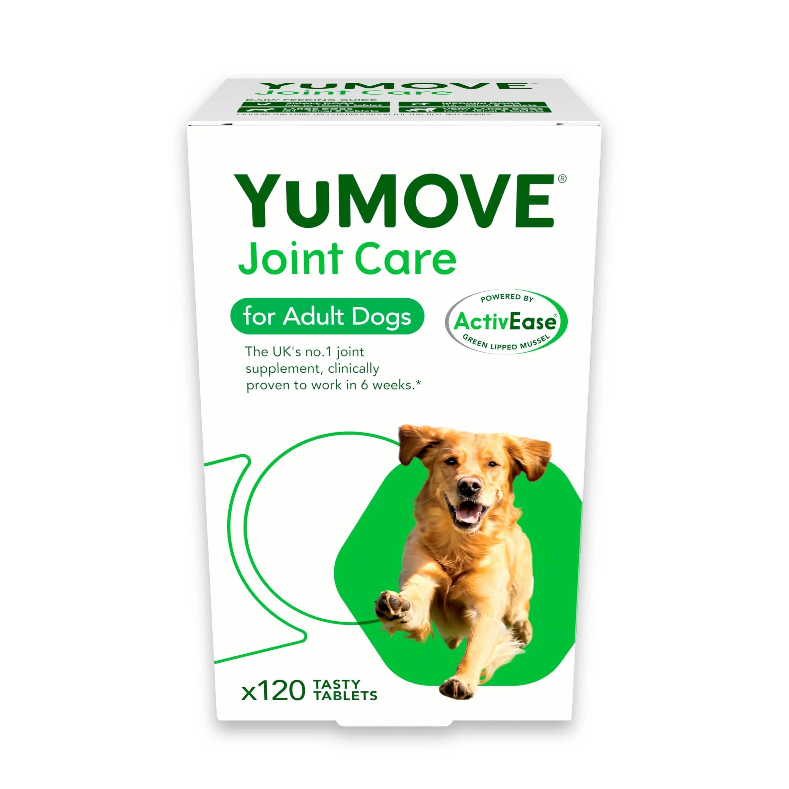 YuMOVE Adult Dog | Joint Supplement for Adult Dogs with Glucosamine Chondroitin Green Lipped Mussel | Aged 6 to 8 | 6x20(120) Tablets 120 Tablets - Lintbells