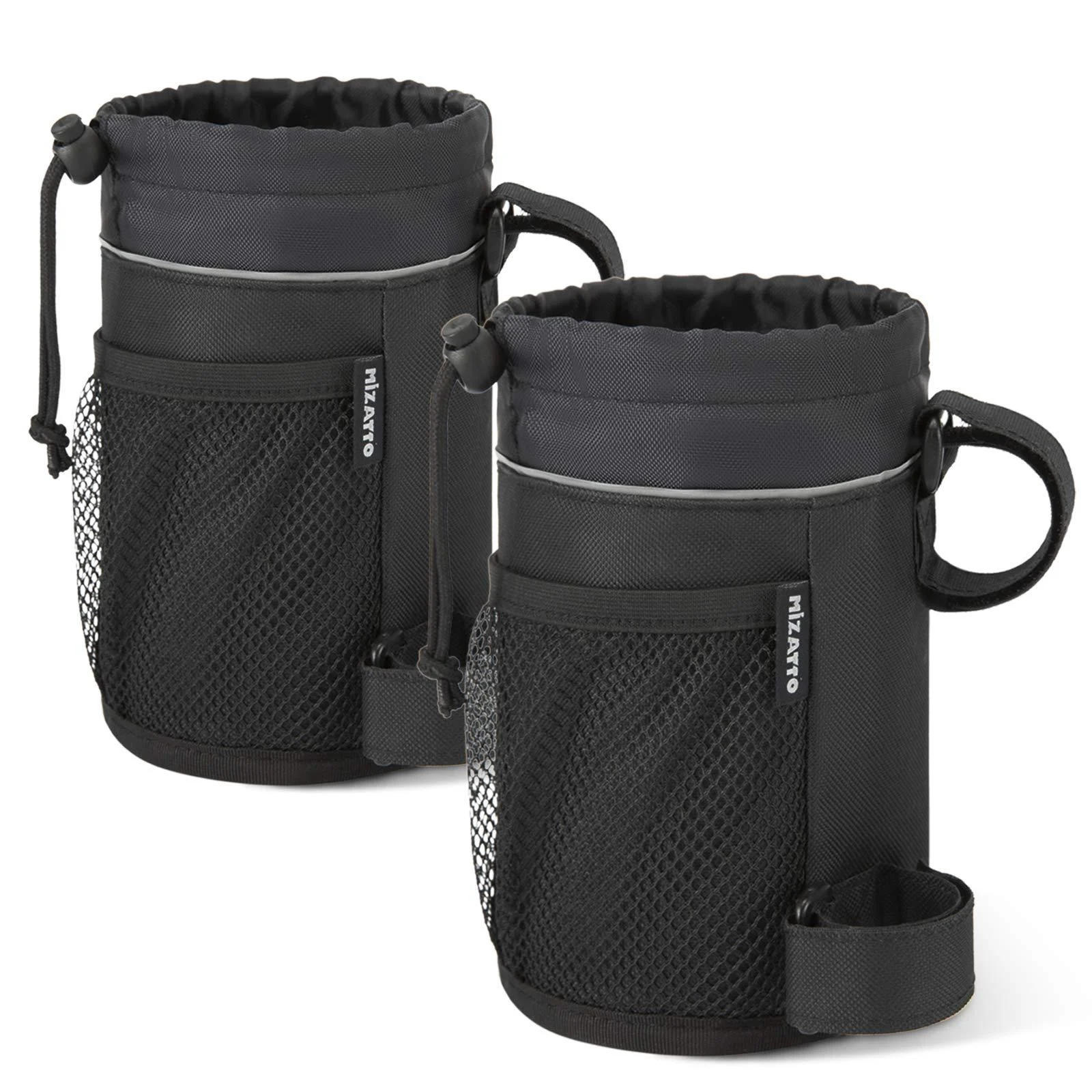 MIZATTO 2 Pack Bike Cup Holder - Water Bottle Holder for Bike, Boat, Scooter, Wheelchair etc Black (2 pack)