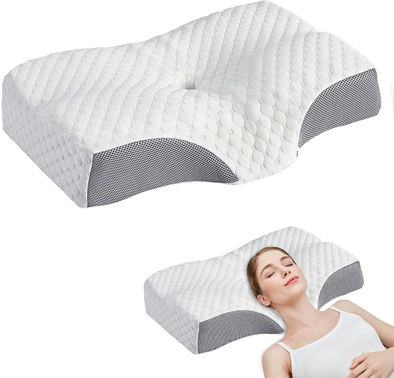Sigoods Contour Memory Foam Pillows for Sleeping, Ergonomic Cervical Pillow for Neck Shoulder Pain Relief, with 3D Massage Units Neck Pillow, Support Bed Pillows for Side, Back, Stomach Sleepers