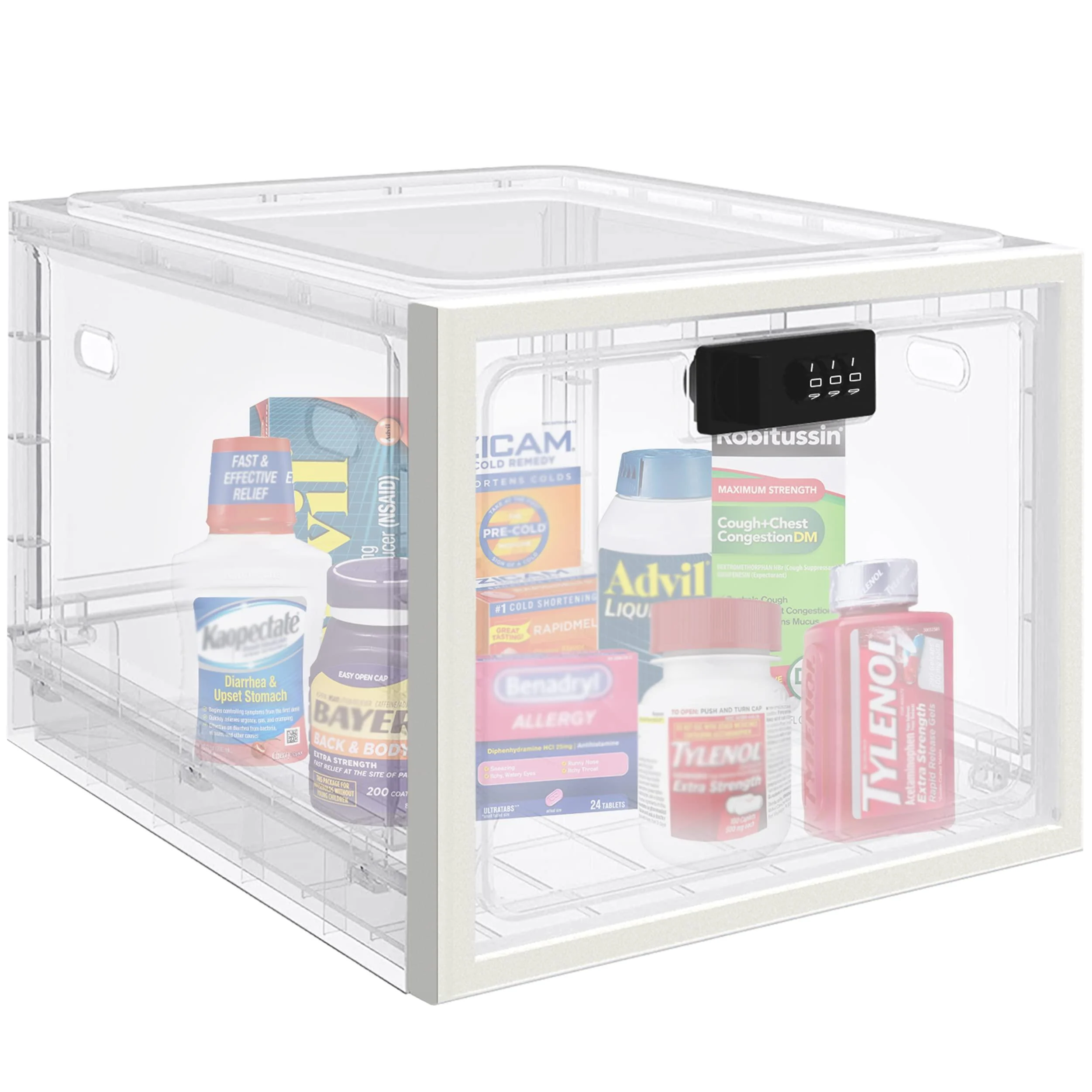 Medicine Lock Box for Safe Medication Storage Large Refrigerator Lockable Storage Box for Kitchen Food Safe Phone Jail iPad Tablet Lock Box for Kids Home/Office (Clear) - HOLYHY