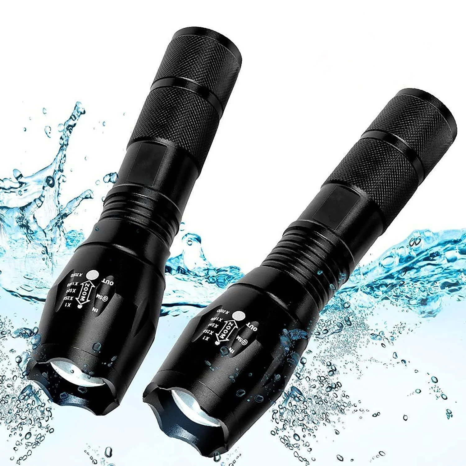 2 Pack Tactical Flashlights Torch, Military Grade 5 Modes 3000 High Lumens Led Waterproof Handheld Flashlight for Camping Biking Hiking Outdoor Home Emergency - BESTSUN