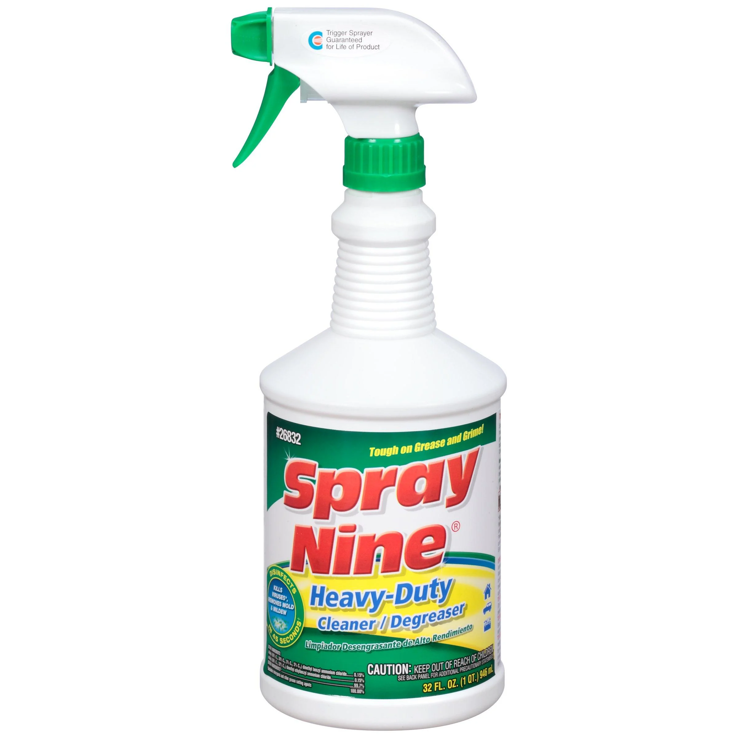 Spray Nine 26832 Heavy Duty Cleaner/Degreaser and Disinfectant, 32 oz.,White 32oz - 26832