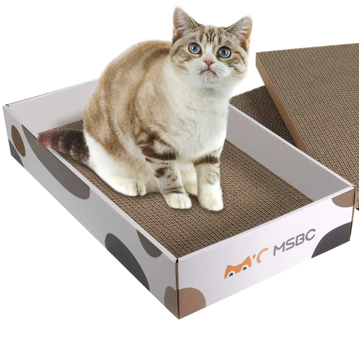 ComSaf Cat Scratcher Box, Triangle Cat Scratching Cardboard, Corrugated Scratch Pad, Scratching Lounge Bed for Cat Kitten Kitty, Multiple Scratching Angles, Protecting Furniture