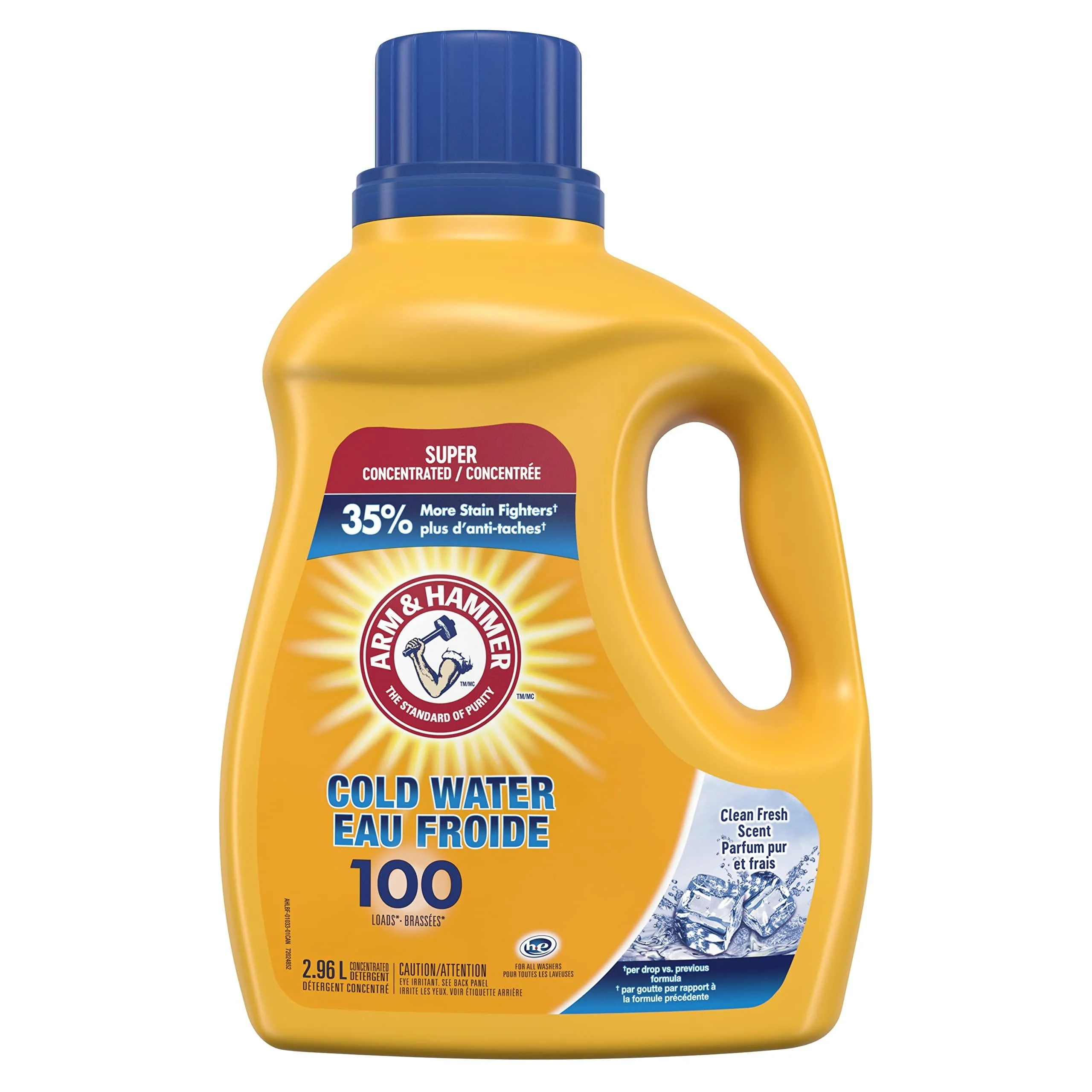 Arm & Hammer Cold Water Liquid Laundry Detergent Super Concentrated Clean Fresh Scent 100 Loads 2.96-L