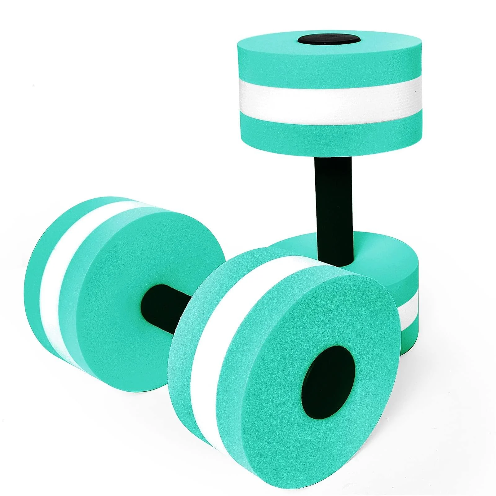 Timoo Aquatic Dumbells Set of 2 Water Dumbells Pool Resistance Water Weight Water Aerobics High-Density EVA-Foam Pool Fitness Cyan