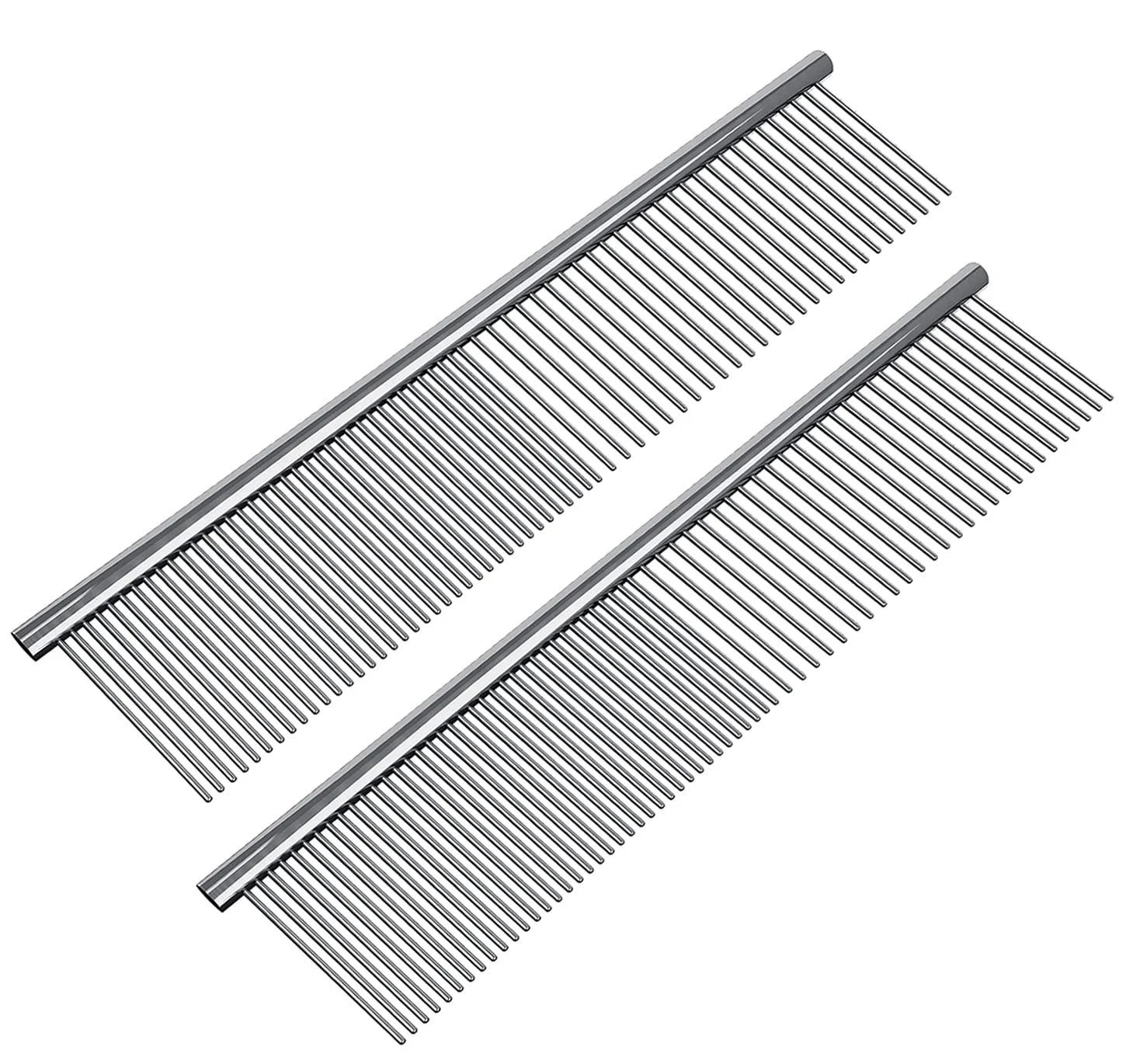 Petsvv 2 Pack Pet Stainless Steel Grooming Dog Cat Comb Tool