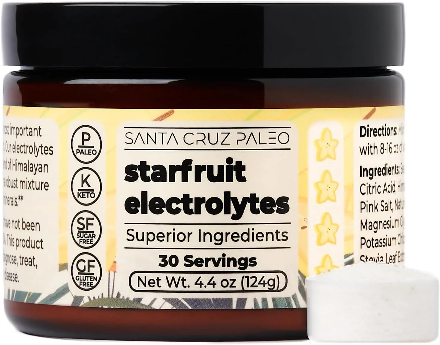 Santa Cruz Paleo Electrolytes - Starfruit - 4.4 Oz. - 30 Servings