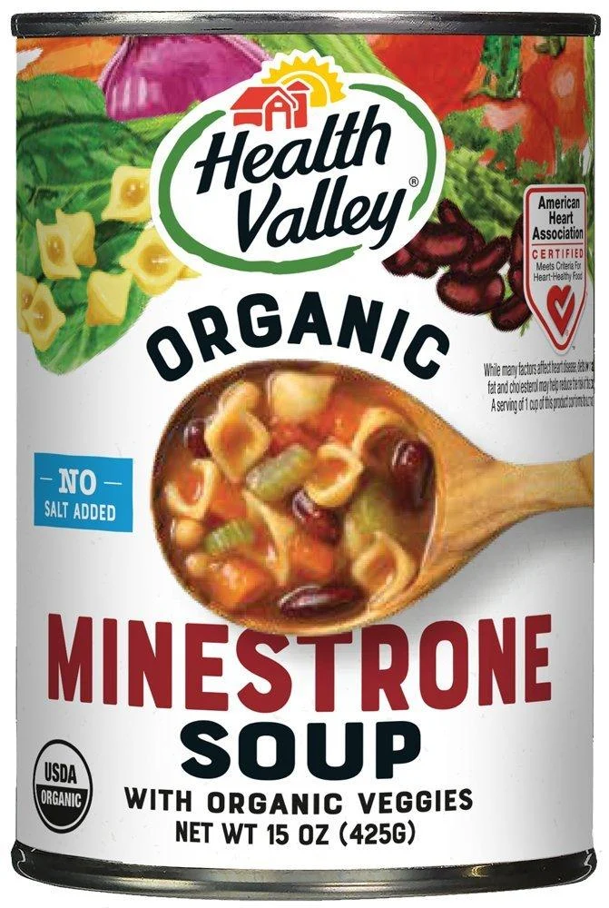 Health Valley Organic Soup, No Salt Added, Minestrone, 15 Ounce (Pack of 12)
