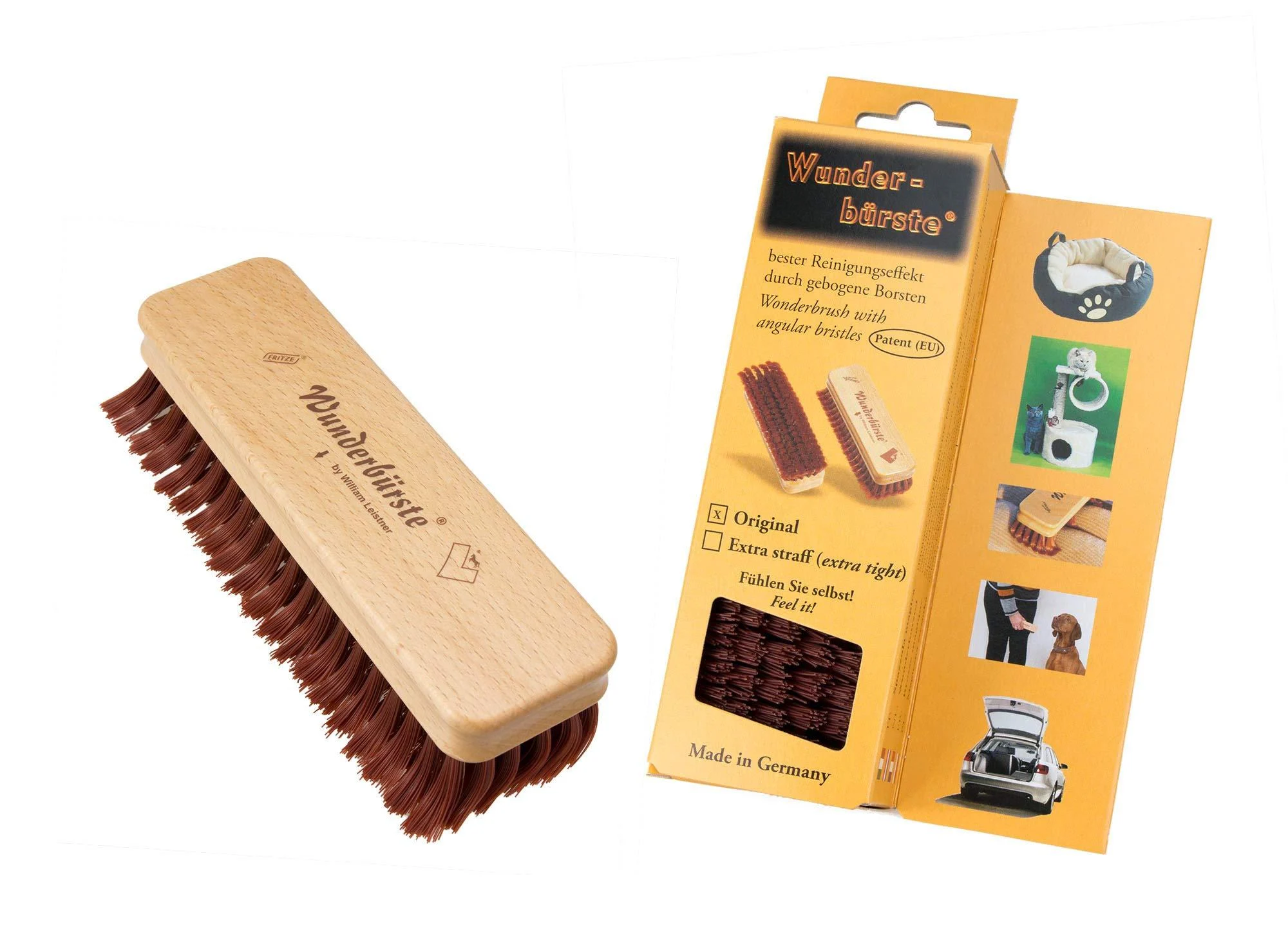 6 s 06 Wunderb rste Original natural varnished red-brown special bristles 150 x 45 mm