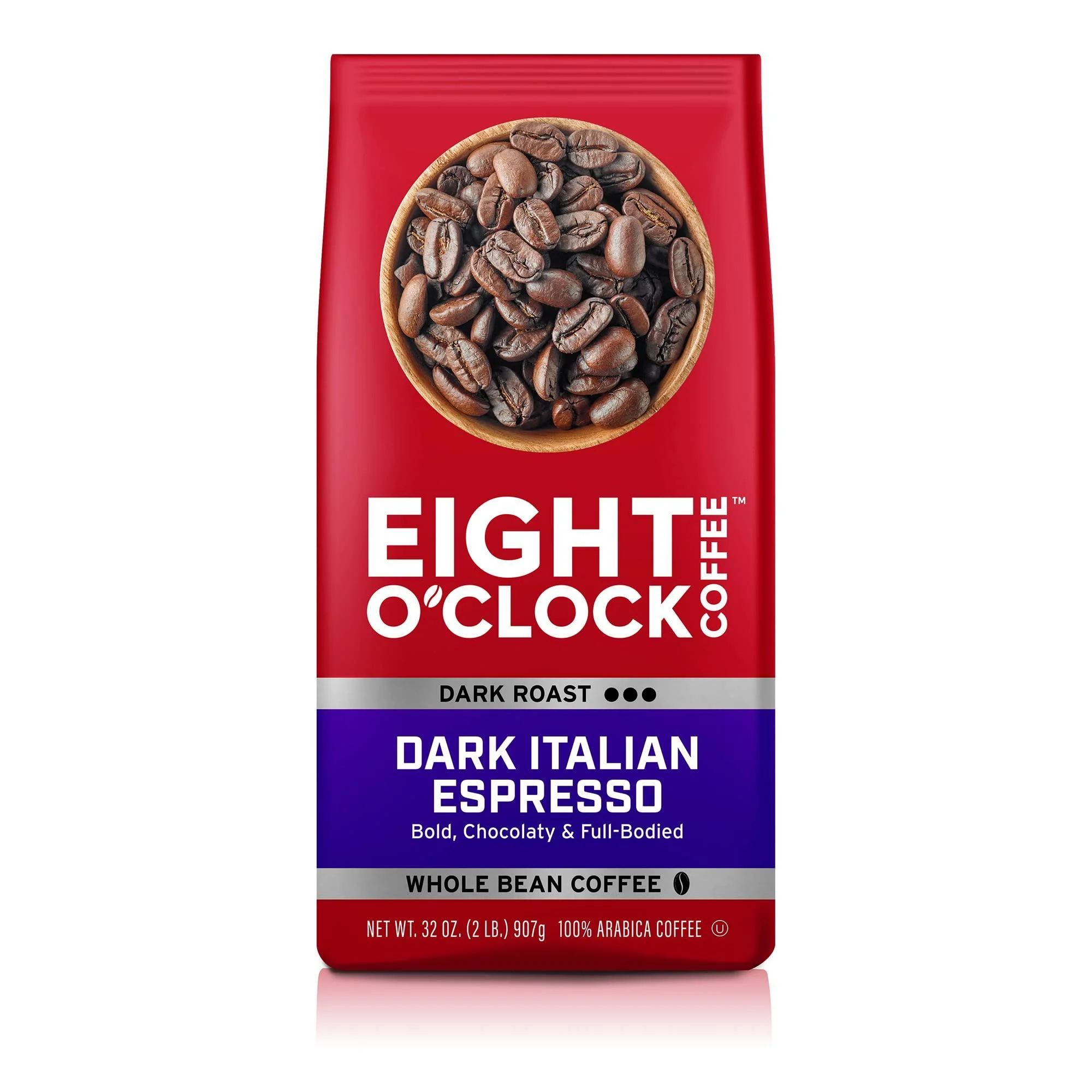Eight O'Clock Coffee Dark Italian Espresso, Dark Roast, Whole Bean Coffee, 32 Ounce (Pack of 1), 100% Arabica, Kosher Certified Dark Italian Espresso 2 Pound (Pack of 1)