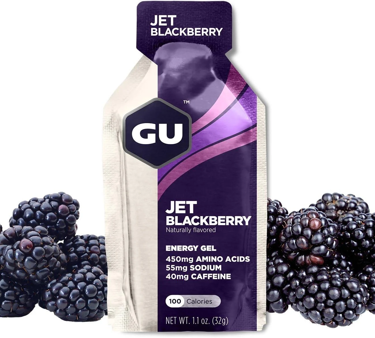 GU Energy Original Sports Nutrition Energy Gel 8 Count - Jet BlackBerry - 8.8 Oz