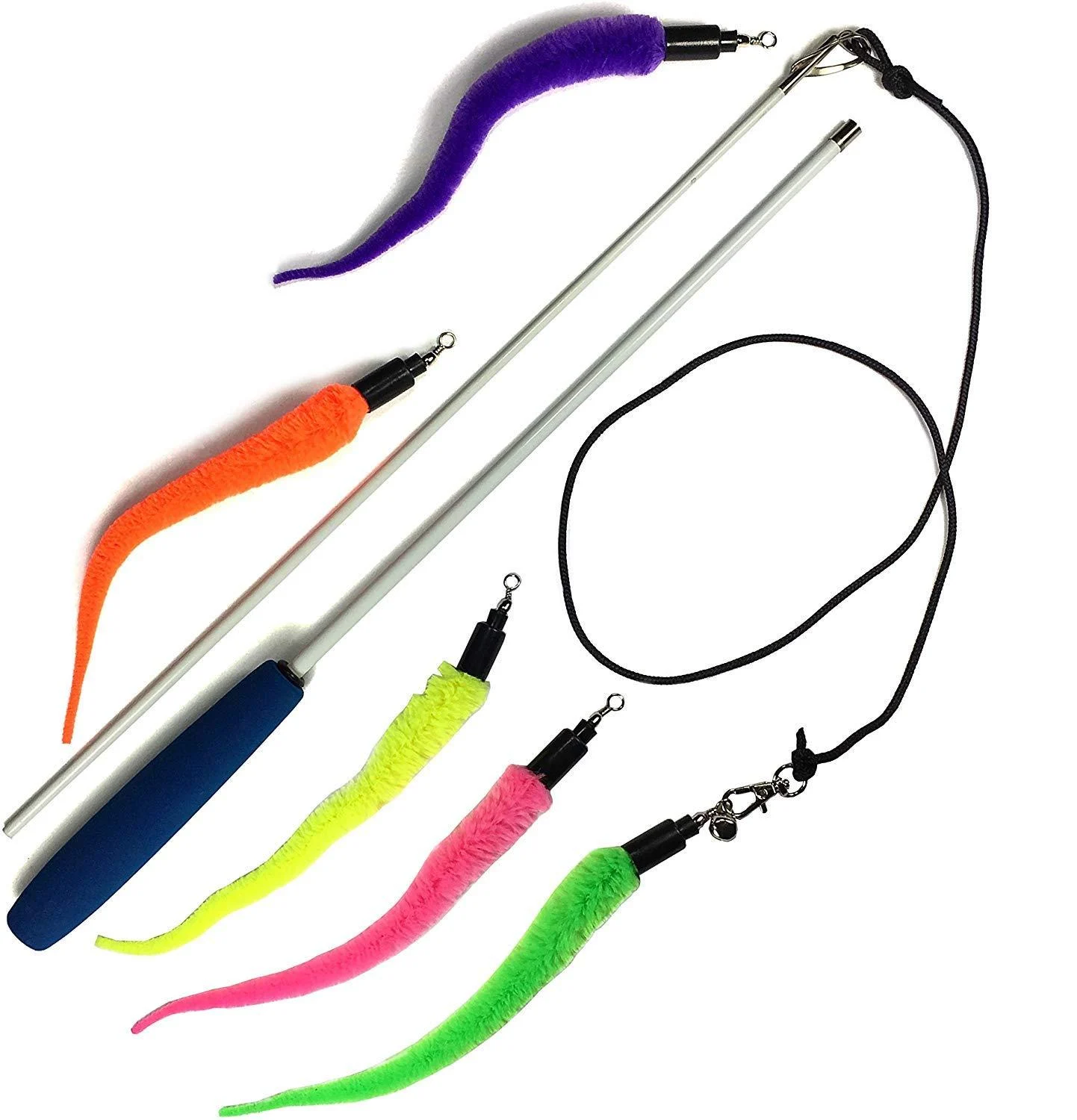 Pet Fit For Life 5 Piece Worms Teaser and Exerciser for Cat and Kitten - Cat Toy Interactive Cat Wand