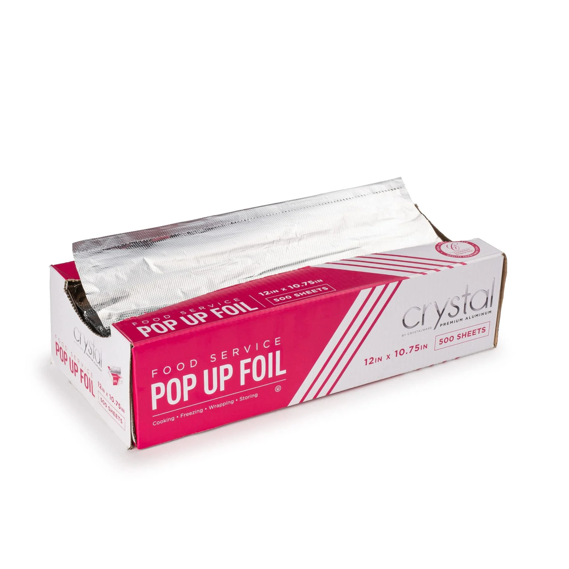 Crystal by Crystalware Aluminum Foil Sheets - Precut Foil Sheets - Pop Up Foil Sheets for Storing, Cooking Food - Premium Aluminum Foil Wraps - Single Foil Sheets 12 x 10.75 - 500 Sheets 12 x 10.75 500