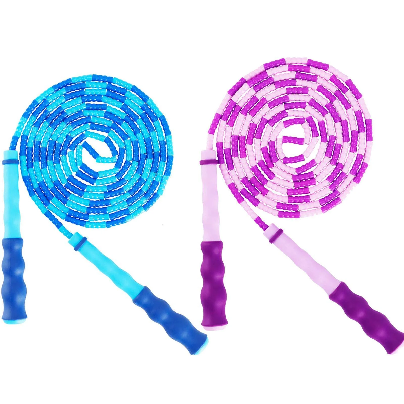 Amble Jump Rope Soft Beaded Segment Jump Rope - Adjustable for Men, Women and Kids - Tangle-Free for Keeping Fit, Training, Workout and so on - 9 Ft TWO-PACK P1