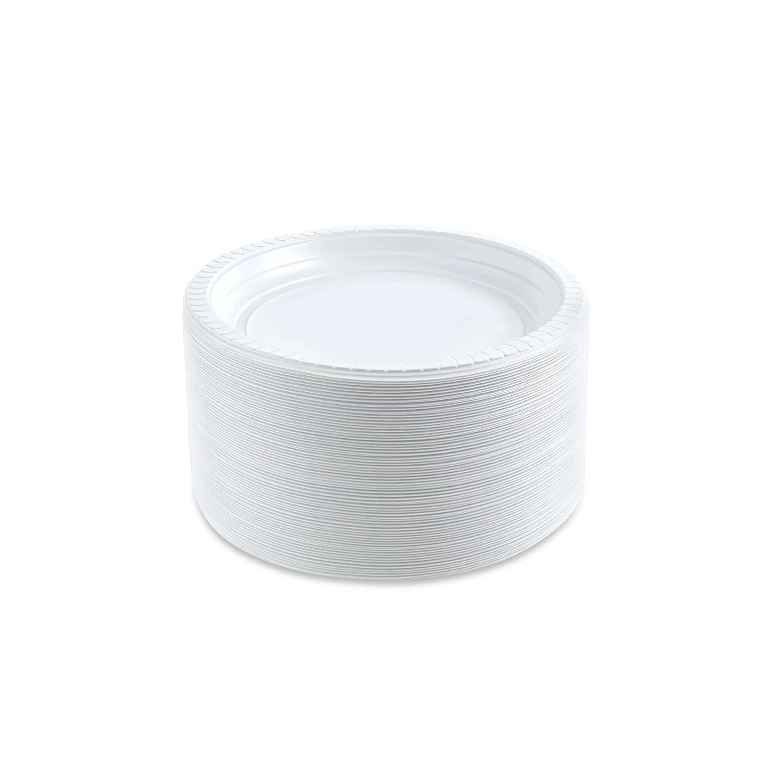 Plasticpro 6 inch Round Plastic Plates Microwaveable, Disposable, White, Dinnerware 100 Count 100 6'' Inch Plates