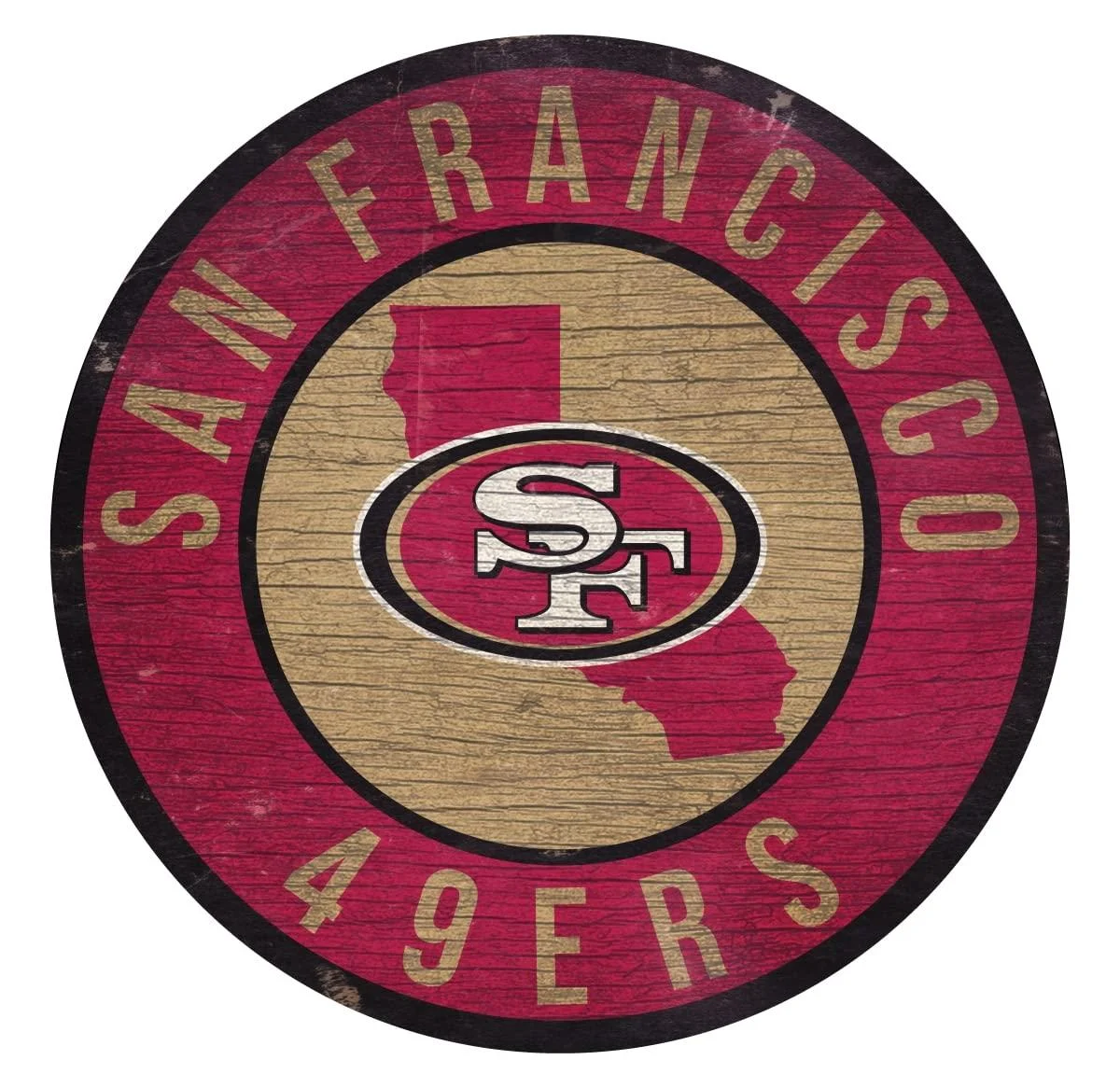 San Francisco 49ers wooden sign 30.5 cm round State Design - Fan Creations