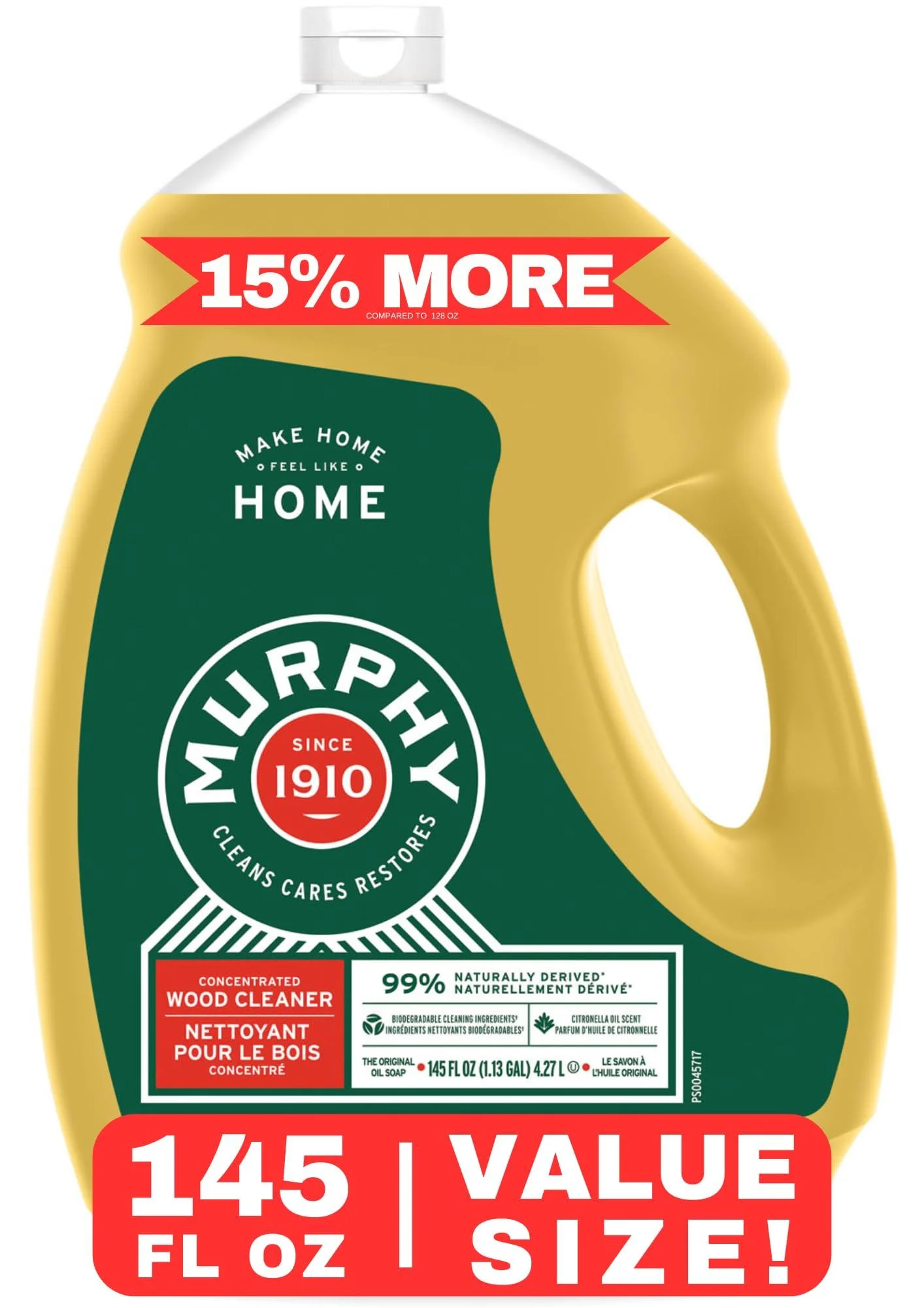 Murphy Oil Soap Wood Cleaner Original Concentrated Formula 145 oz Bottle Bundled with a PD Bag - Parkway Distributors