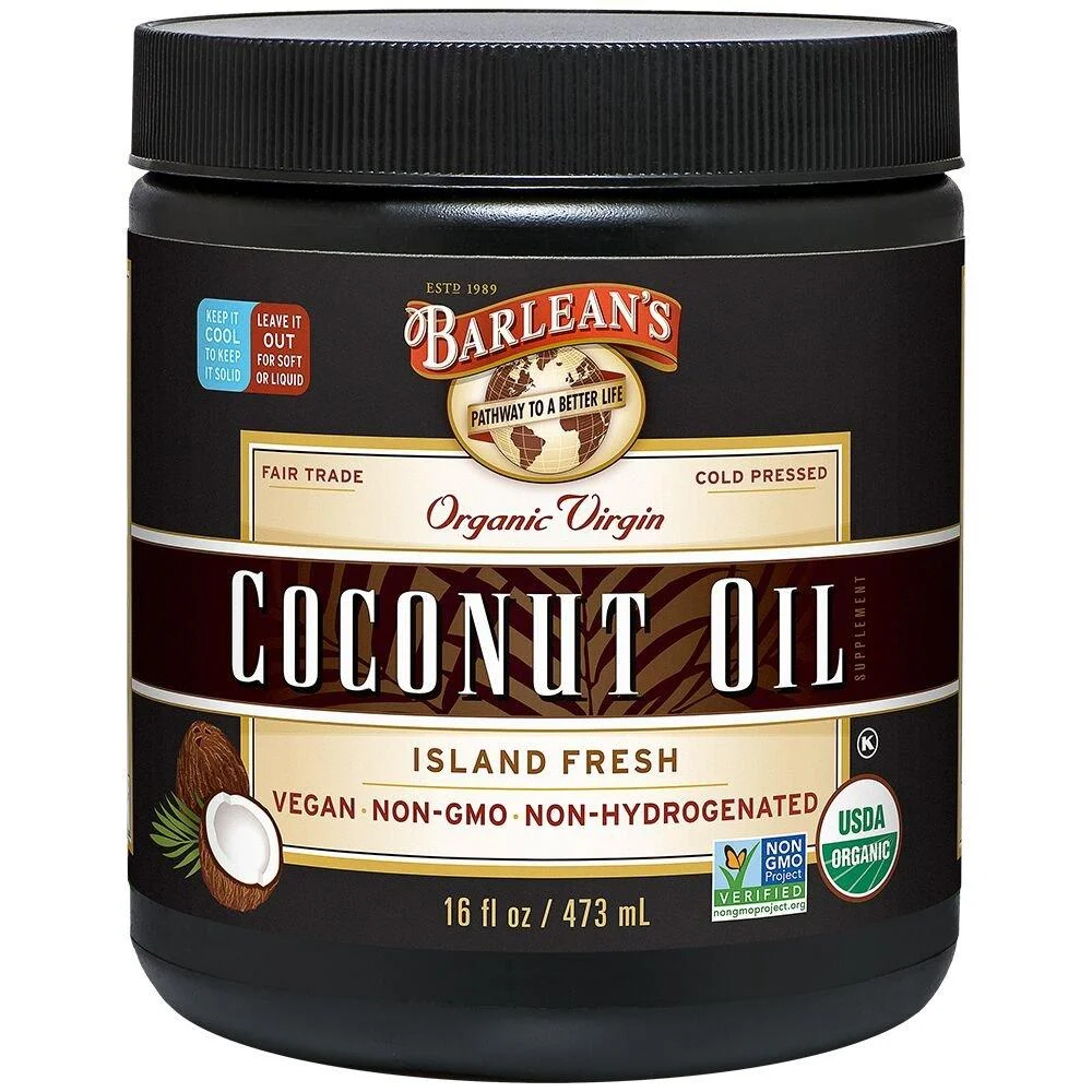 Barlean's Organic Virgin Island Fresh Coconut Oil Cold-Pressed, Fair Trade, USDA Organic, Non-GMO, Vegan - 16 oz Island Fresh 1 Pound (Pack of 1)