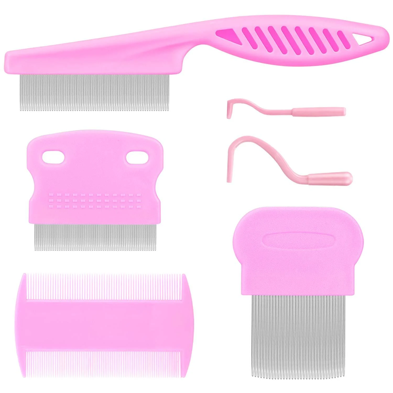 Cat Comb Dog Comb Fine Tooth Comb Pet Comb Grooming Set For Grooming And Removing Dandruff Flakes Remove Float Hair Tear Marks (pink) - BENSEAO