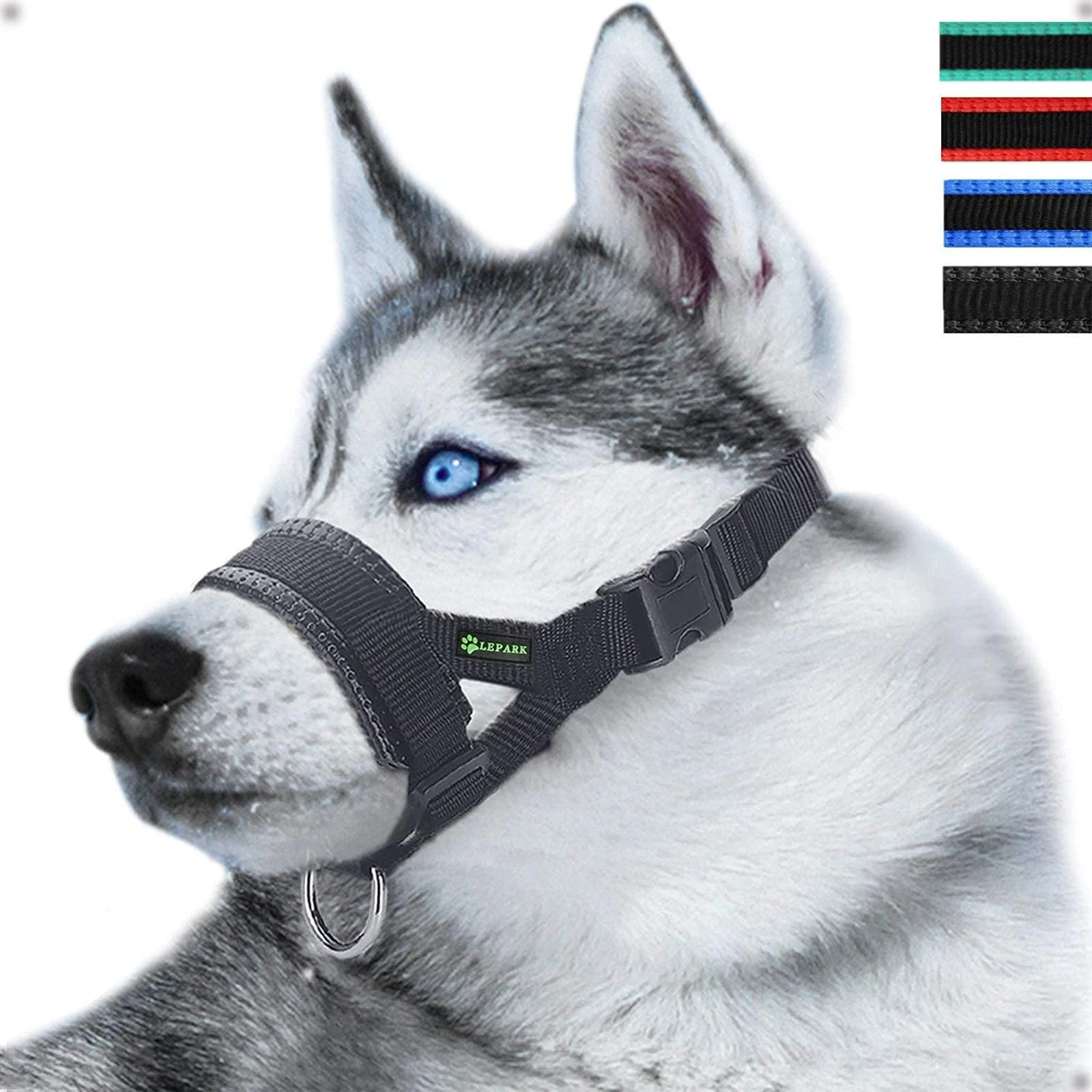 ILEPARK Nylon Muzzle to Stop Dogs from Biting Barking and Chewing Adjustable Loop (L Black) L Black