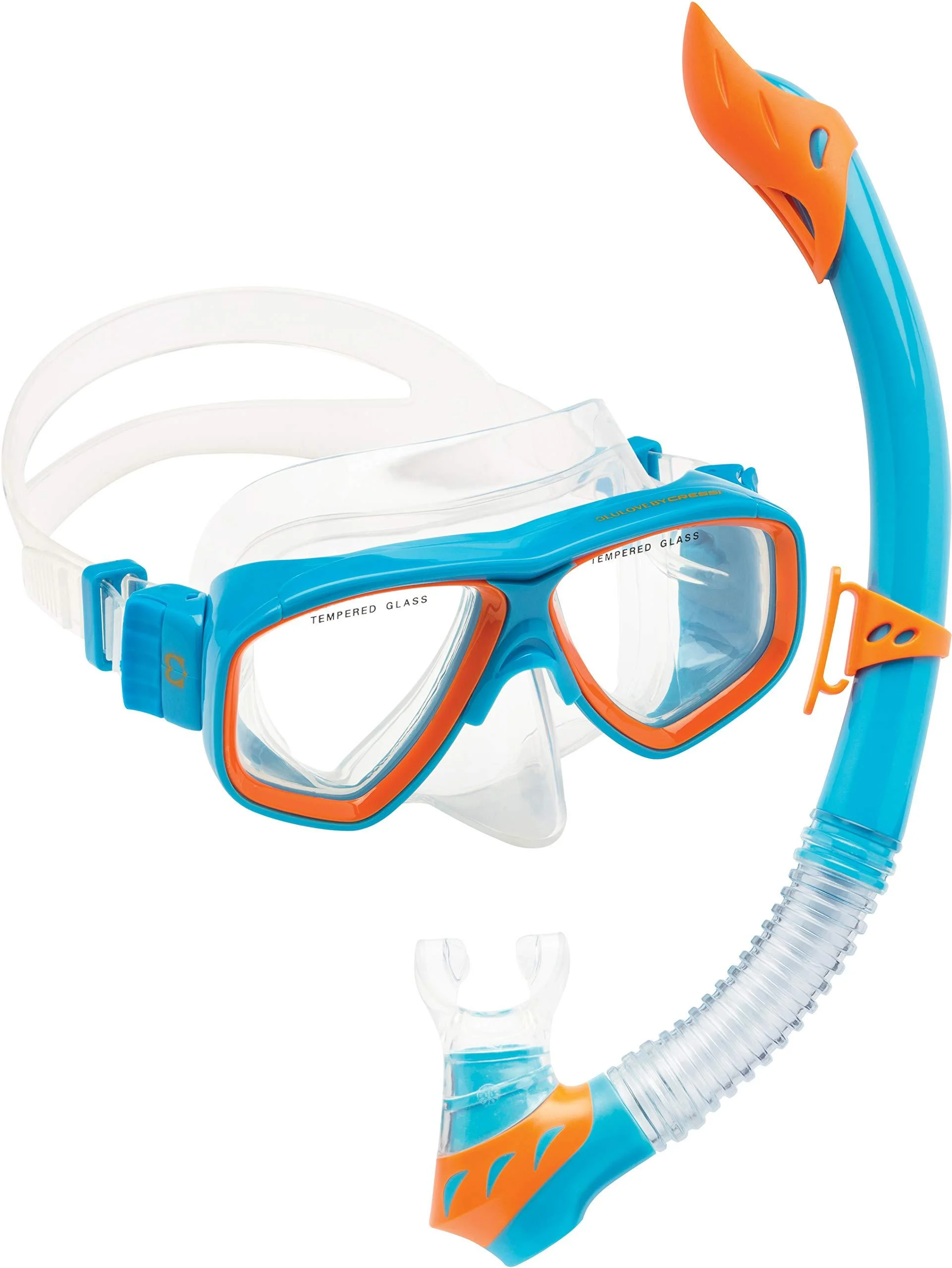 Cressi Kids Snorkeling Kit (Mask & Snorkel) for Children aged from 3 to 8 years old | Rocks Combo: designed in Italy Blue/Orange