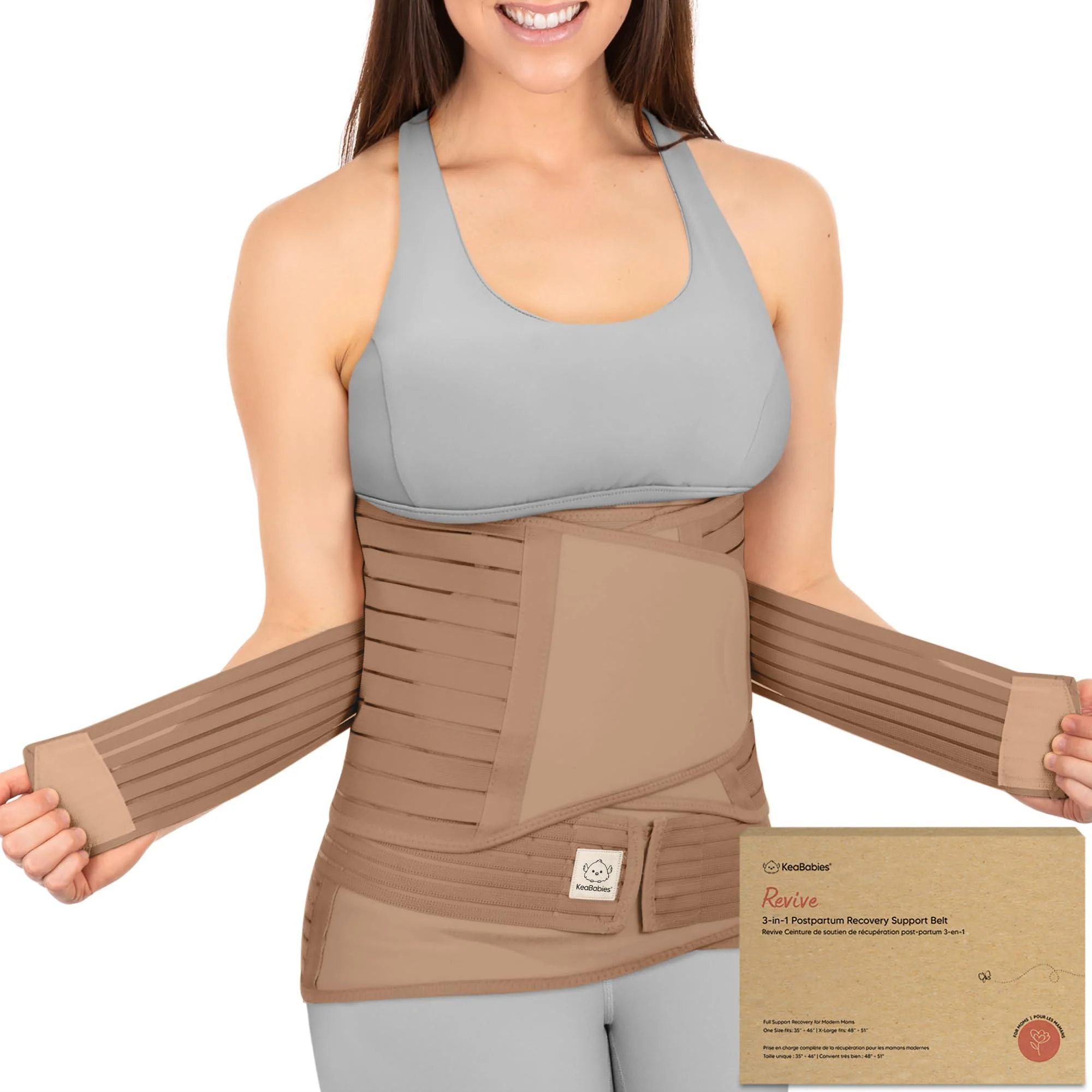 3 in 1 Postpartum Belly Support Recovery Wrap - Postpartum Belly Band After Birth Brace Slimming Girdles Body Shaper Waist Shapewear Post Surgery Pregnancy Belly Support Band (Warm Tan M/L) M/L Warm Tan