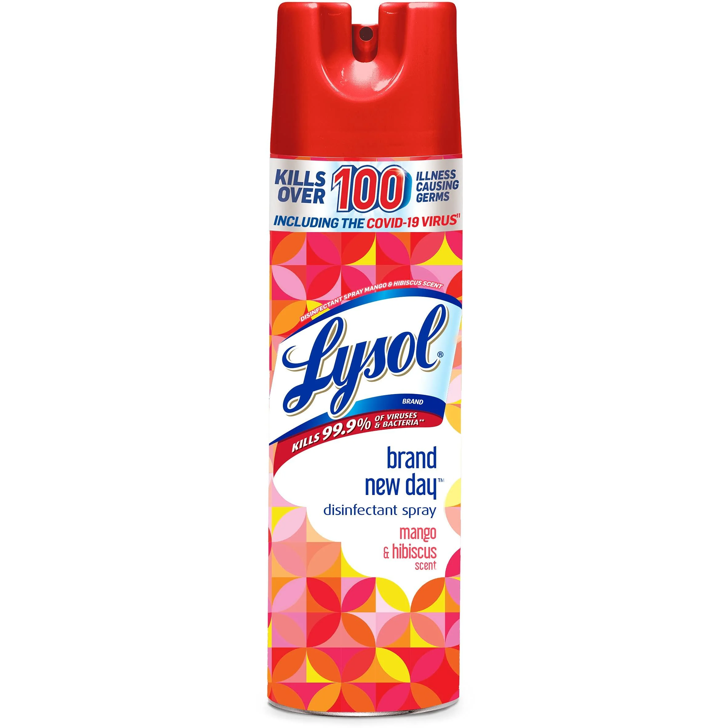 Lysol Disinfectant Spray, Sanitizing and Antibacterial Spray, For Disinfecting and Deodorizing, Mango & Hibiscus Scent, 19 Fl Oz, (Packaging May Vary)