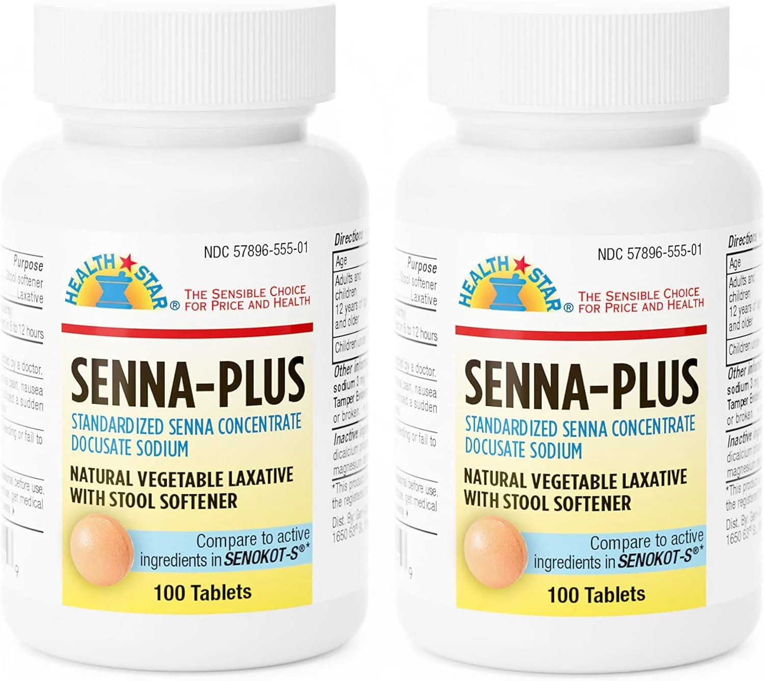 Senna Plus Natural Vegetable Laxative with Stool Softener, 100 tablets (Pack of 2) 100 Count (Pack of 2) - Geri-Care Pharmaceutical Corp.
