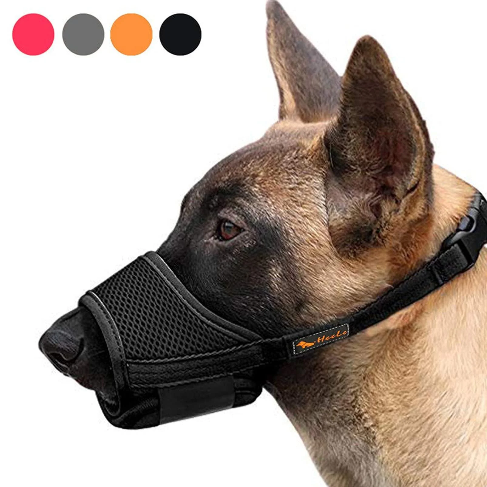 HEELE Dog Muzzle,Soft Nylon Muzzle Anti Biting Barking Chewing,Air Mesh Breathable Drinkable Adjustable Loop Pets Muzzle for Small Medium Large Dogs 4 Colors 4 Sizes Medium Black