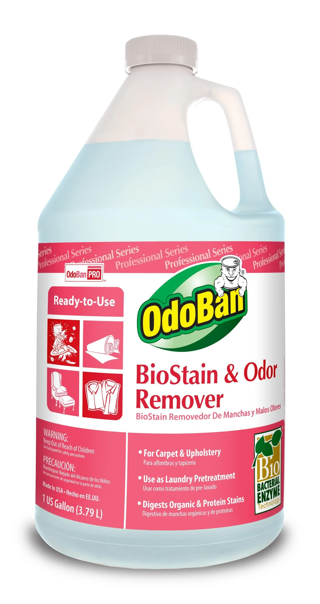 OdoBan Professional Cleaning Ready-to-Use BioStain and Odor Remover, 1 Gallon 1 Gallon Biostain