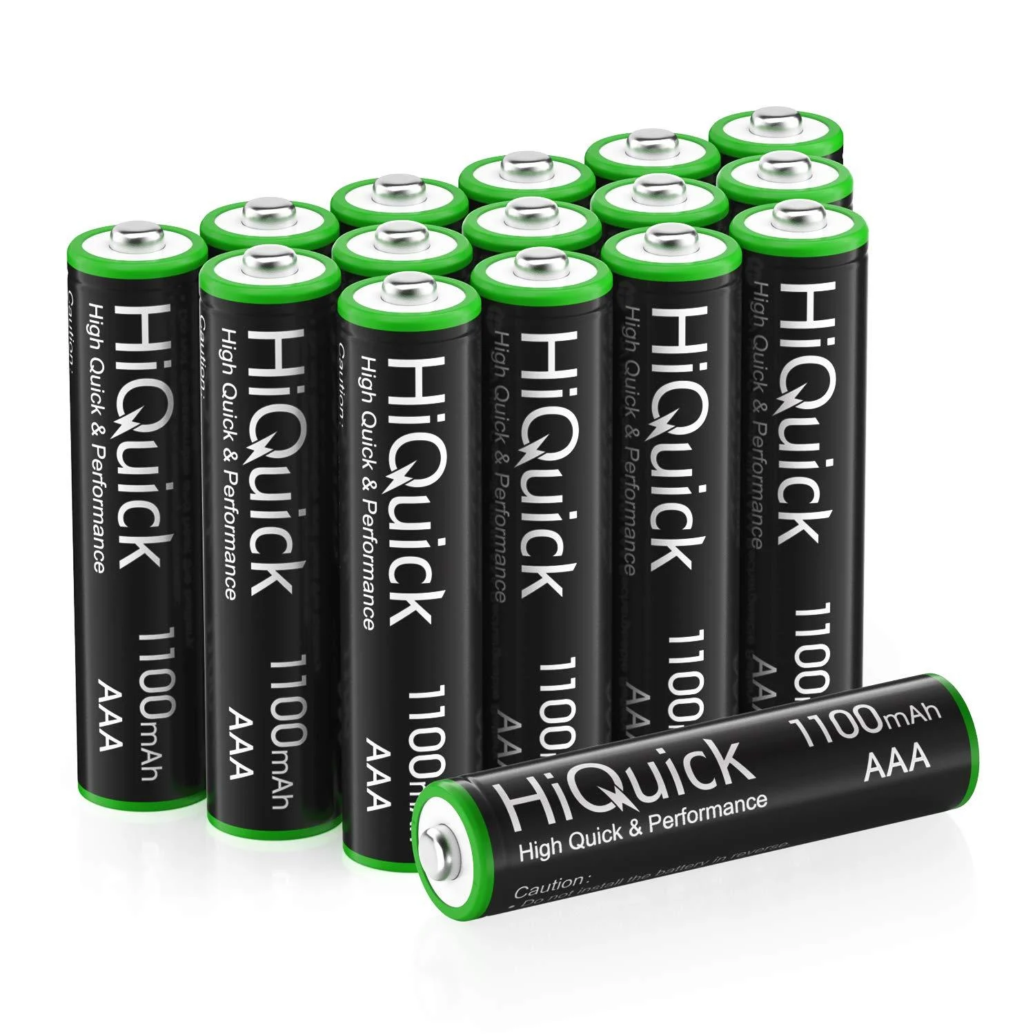 HiQuick 16 Counts Rechargeable Batteries AAA 1100mAh High Capacity Performance 1.2V Per-charged Ni-MH AAA Battery AAA 16Pack
