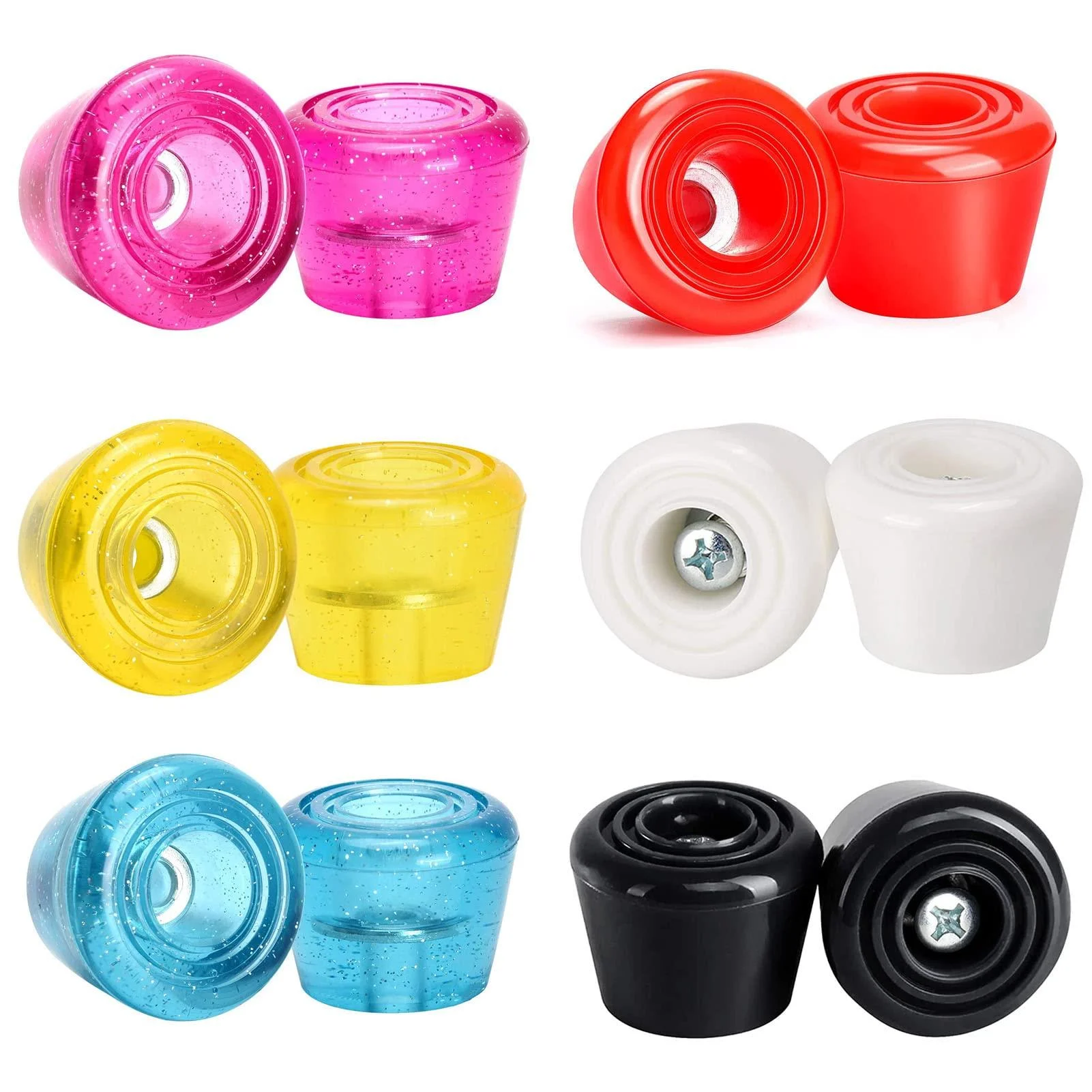 zmr Roller Skate Toe Stoppers 1 Pair 5/16" (8mm) PU Rubber Double-Row Roller Skating Brake Jam Plugs,82A Roller Quad Skate Toe Stops Yellow