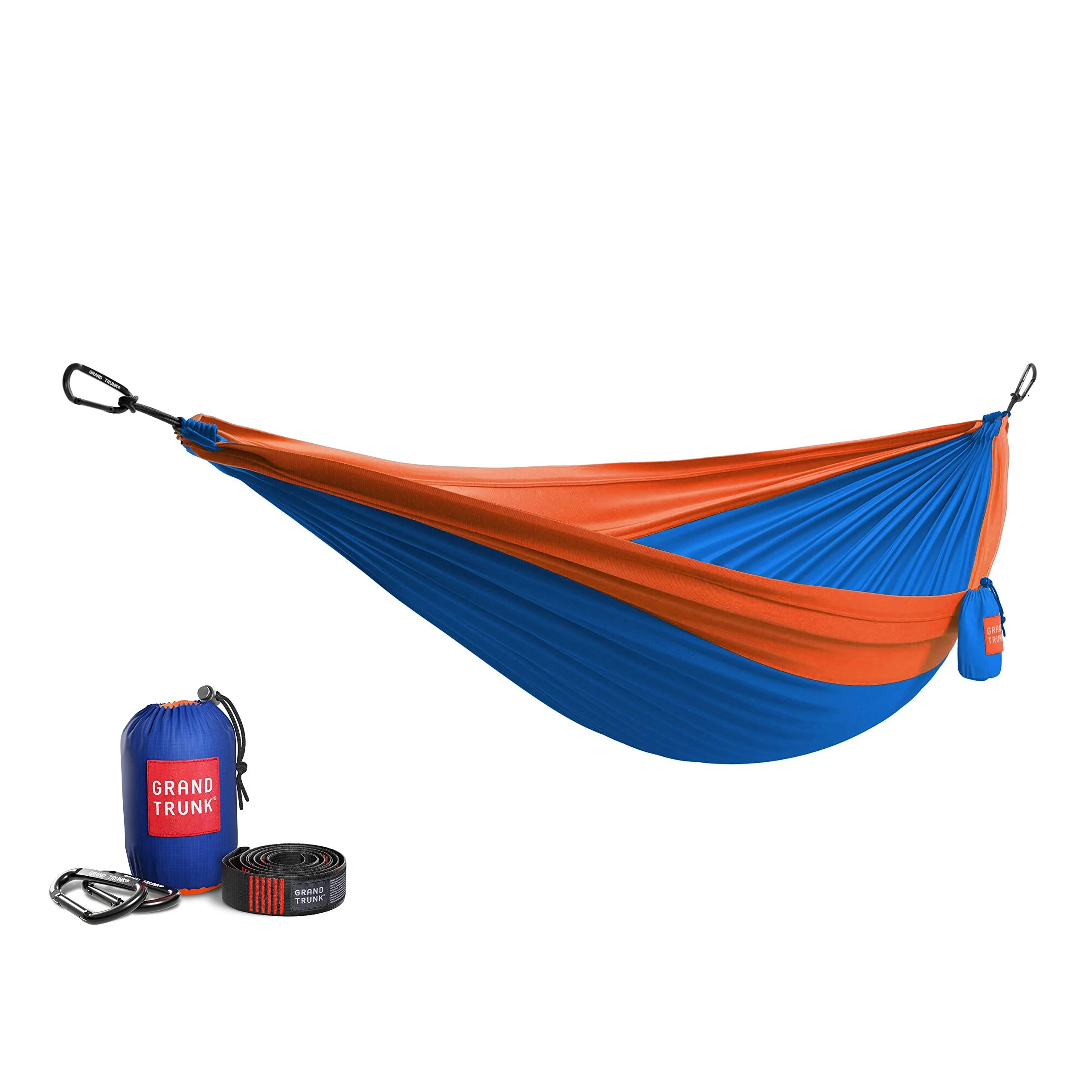 Grand Trunk | Parachute Nylon Hammock | Two Person Hammock (Double) | Blue/Orange | Comfy, Lightweight, and Packable | Indoor and Outdoor Use