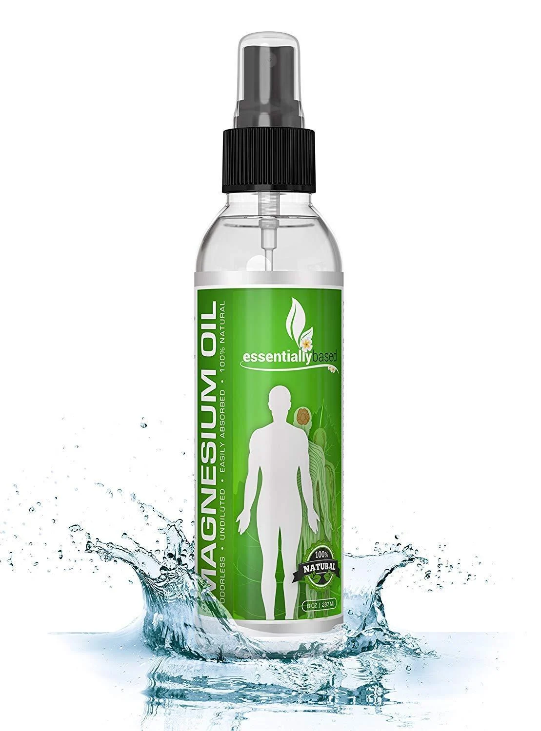 Magnesium Oil Spray - Large 8oz Size - Extra Strength - 100% Pure for Less Sting - Less Itch - Essential Mineral Source - Made in USA