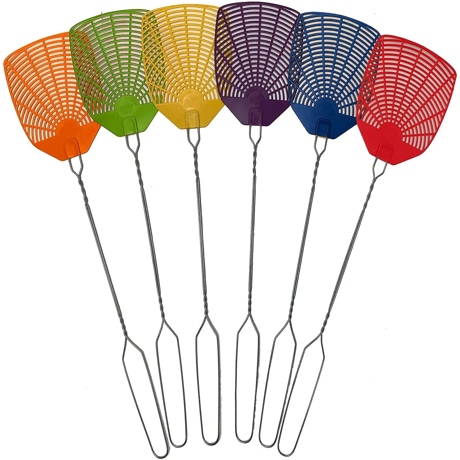 Bug & Fly Swatter Braided Metal Handle 6 Pack Fly Swatters Indoor / Outdoor Pest Control flyswatter - W4W
