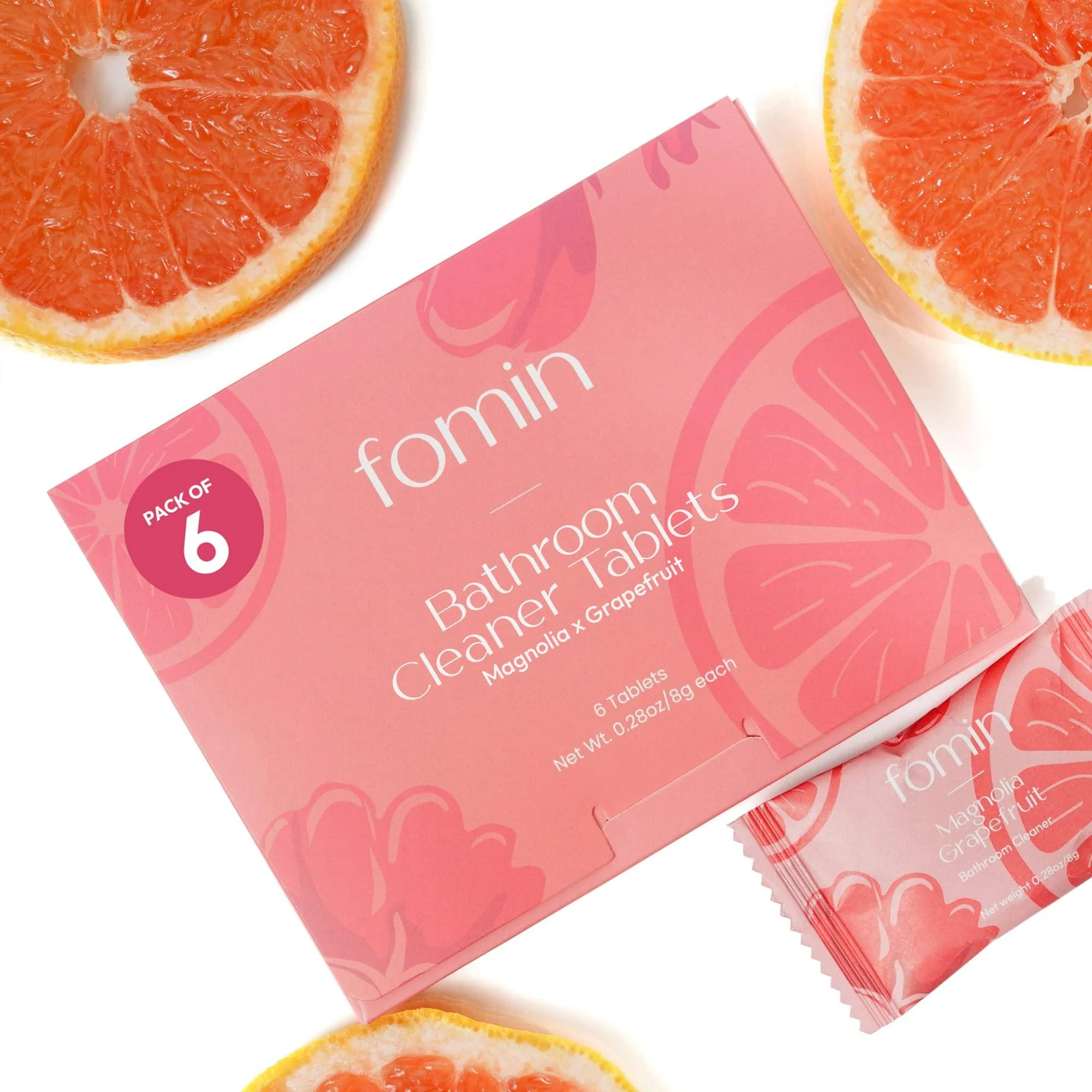 FOMIN Bathroom Cleaner Refill Tablets (6 Pack) - Magnolia Grapefruit - All-In-One Tablet Cleaner For Bathroom Cleaning - Bathroom Cleaner Solution for Spray Bottle - Makes 102 fl oz (6 x 17 Fl oz) 6 Count (Pack of 1)