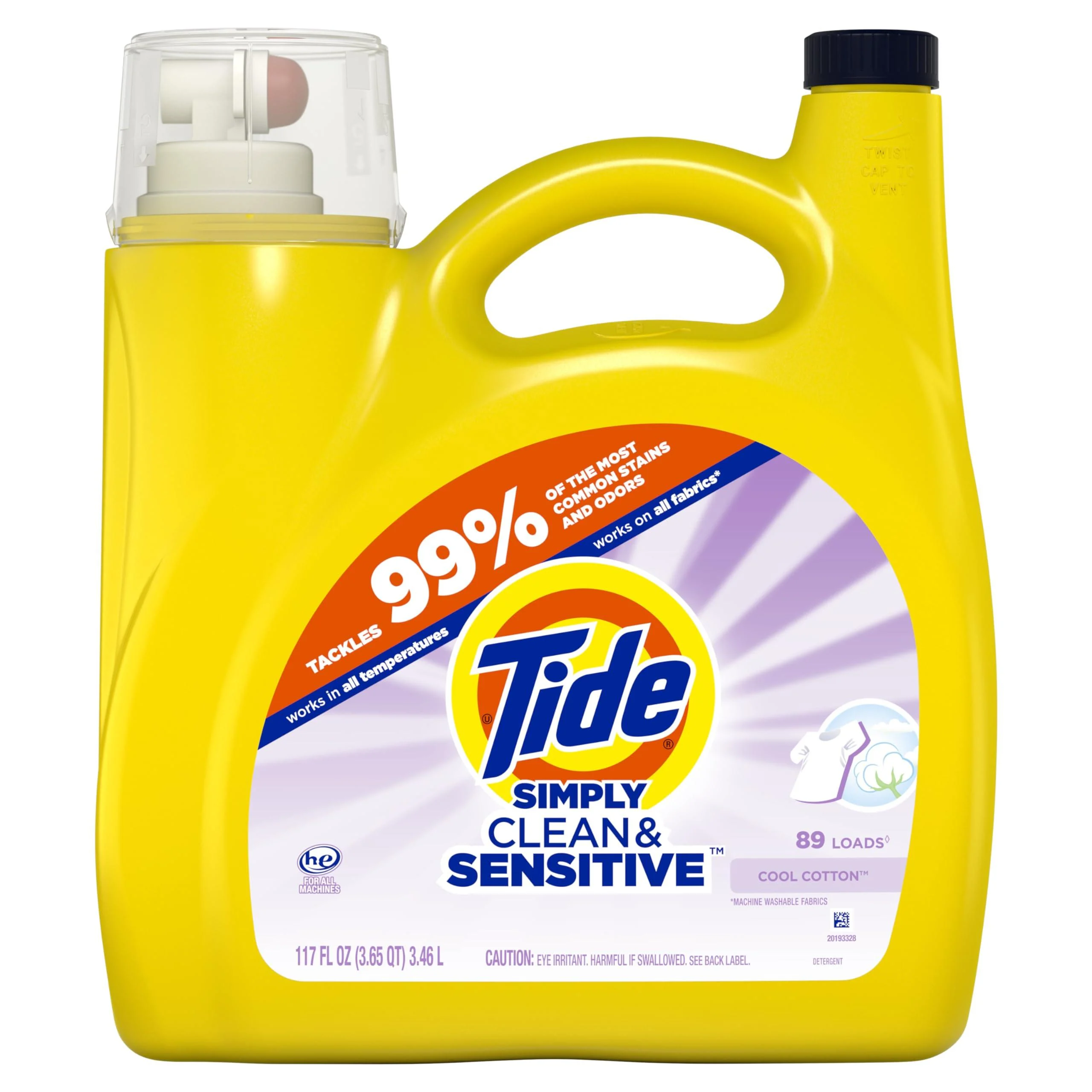 Tide Simply Clean & Sensitive Laundry Detergent Cool Cotton Scent 89 loads 117 fl oz