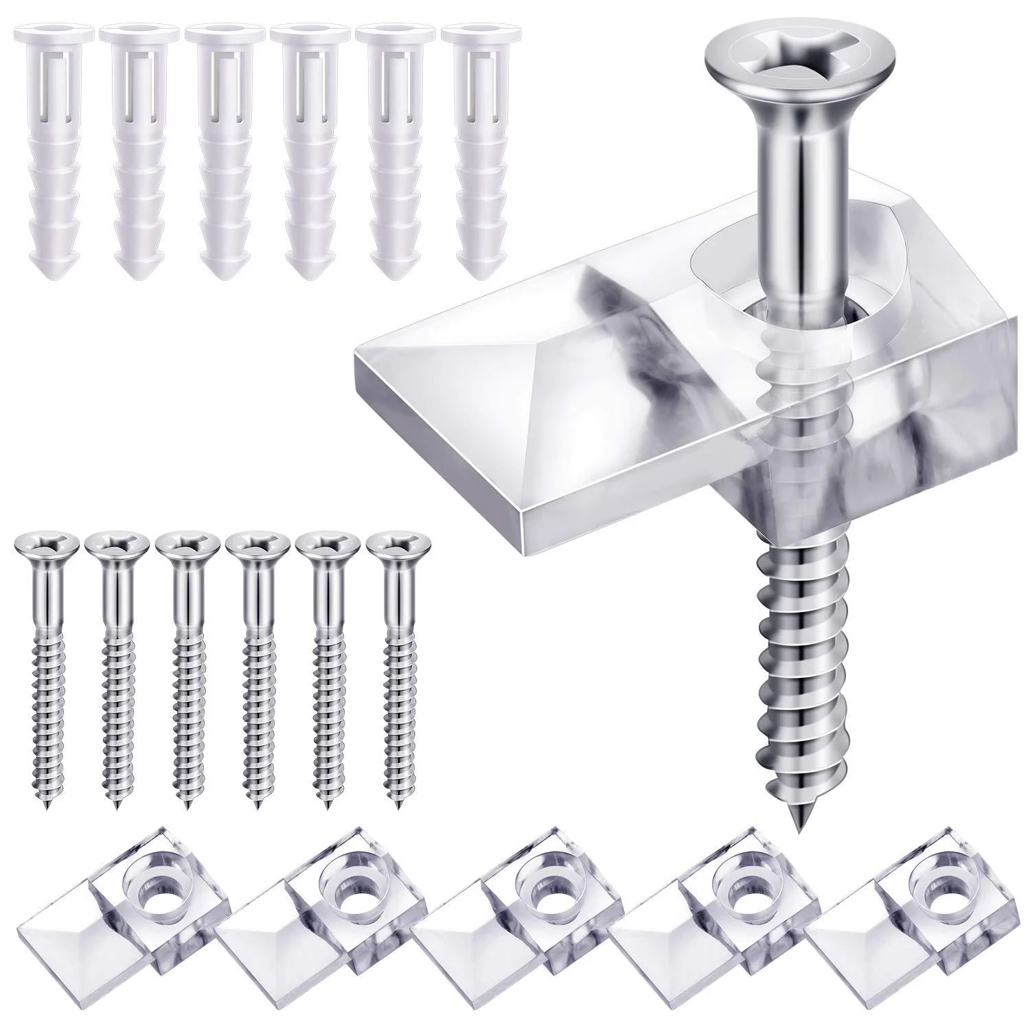 20 Pack Mirror Holder Clips Glass Retainer Clips Kit Mirror Hanging Kit Mirror Hanging Hardware with Screw and for Fixing Mirror Cabinet Door (Classic Style) - Blulu