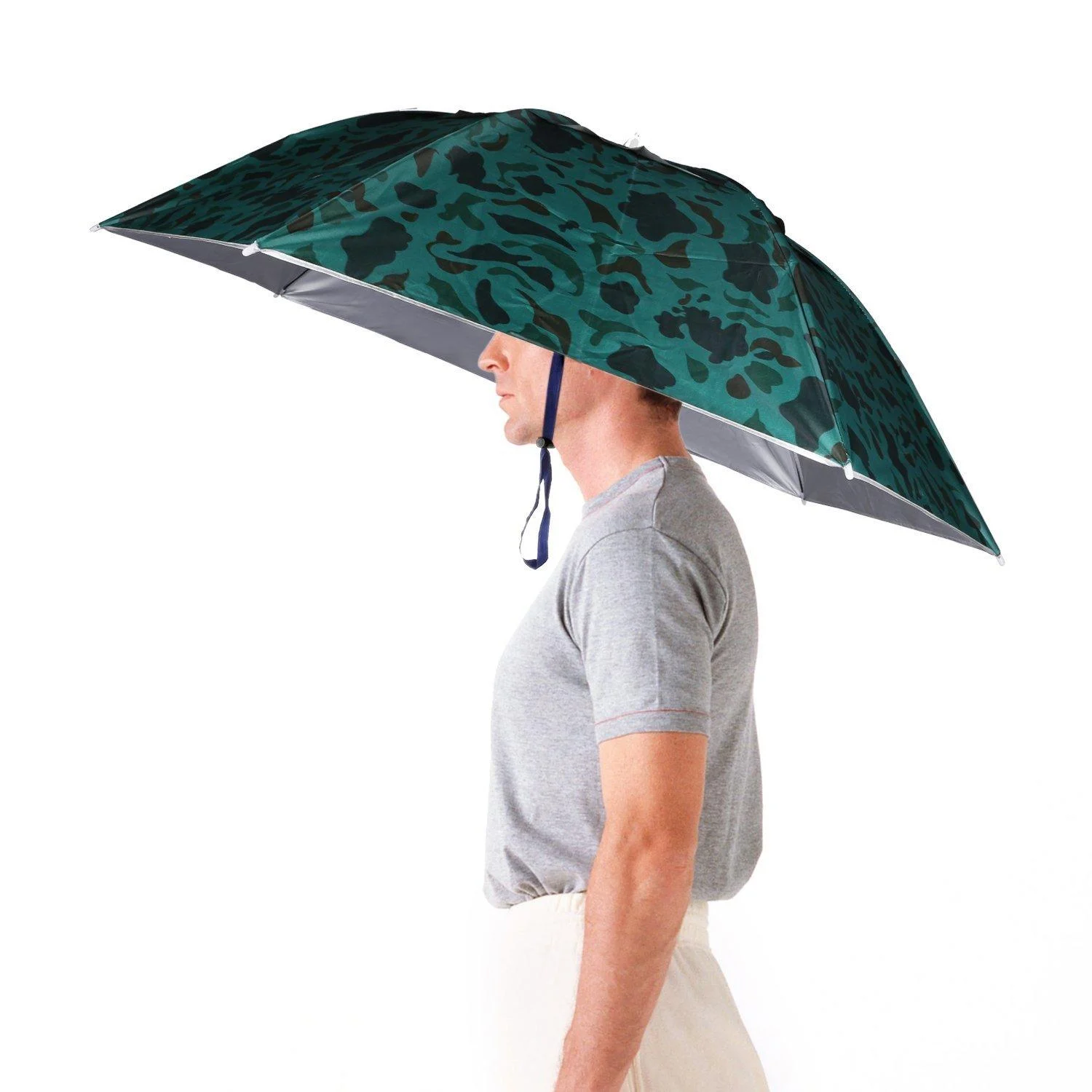 Luwint 36'' Diameter Elastic Fishing Gardening Folding Umbrella Hat Headwear Camo, Rubber Headband