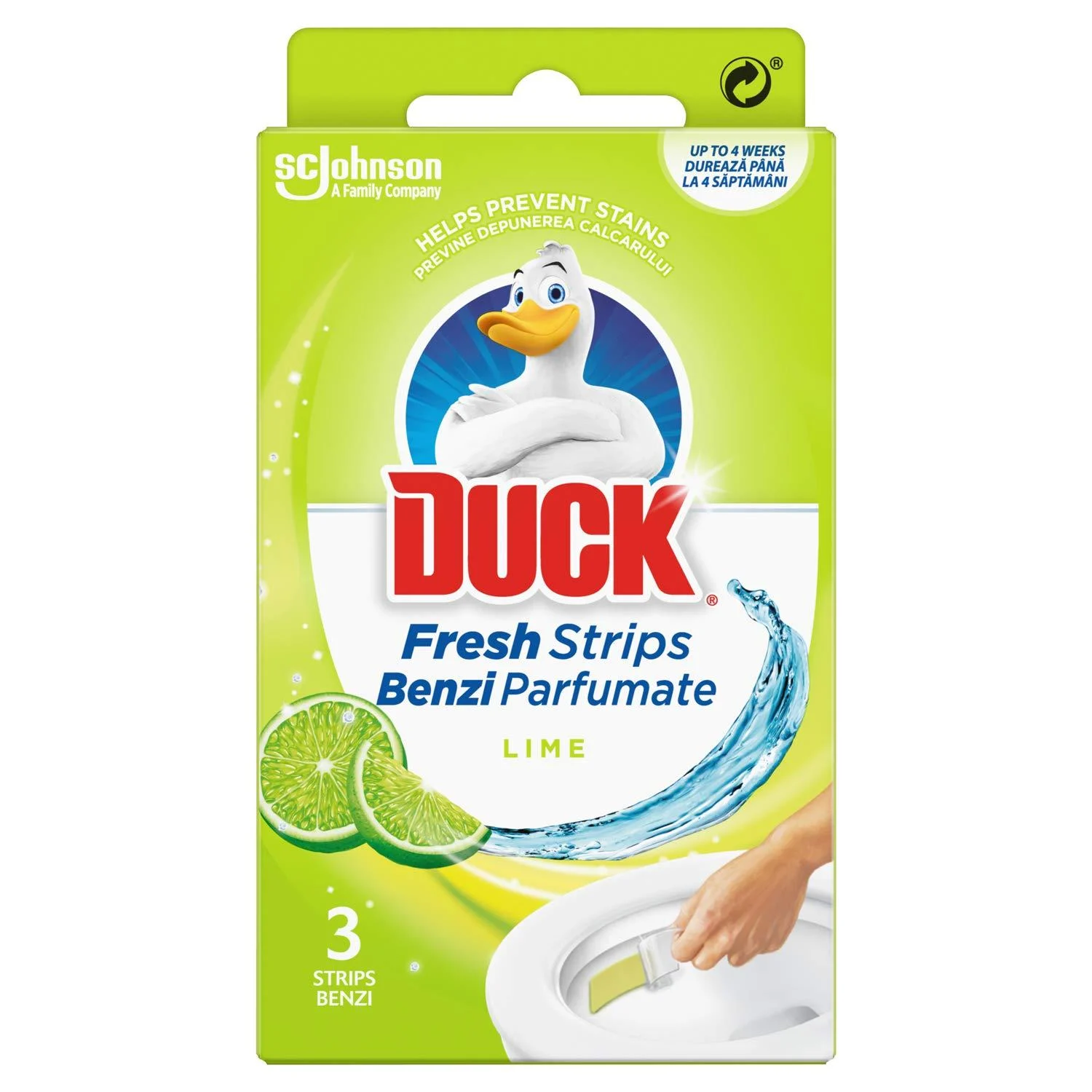 Duck Toilet Fresh Strips Toilet Bowl Cleaner & Descaler Lime 3 Strips