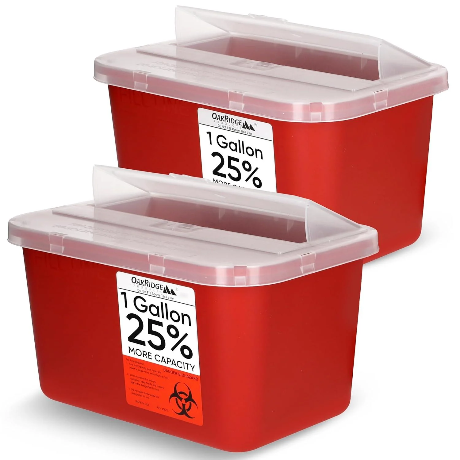 One Gallon Sharps Containers with Pop Up Lid (Two Pack) by Oakridge Products